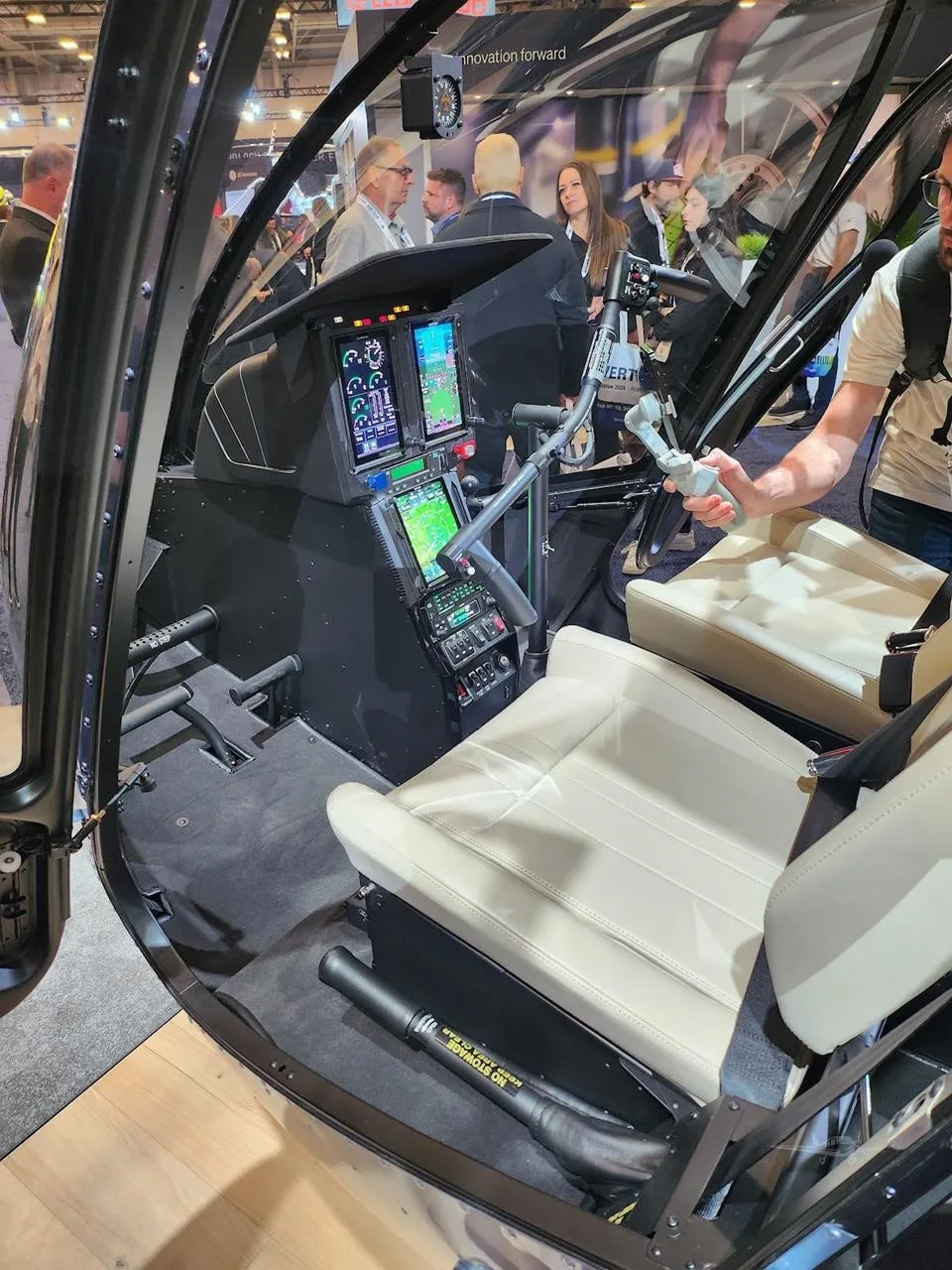 Cockpit and instrument panel of a 2027 ROBINSON R66.
