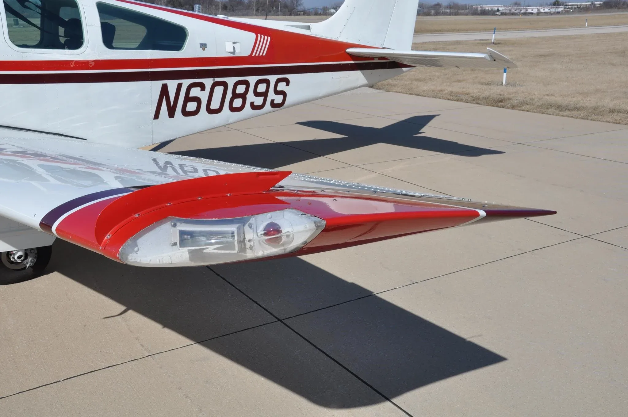 Exterior view of a 1975 BEECHCRAFT F33A BONANZA, N6089S.