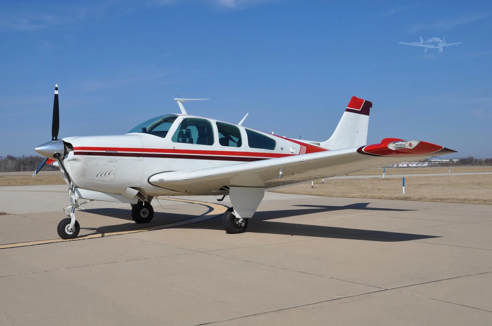 Exterior view of a 1975 BEECHCRAFT F33A BONANZA, N6089S.