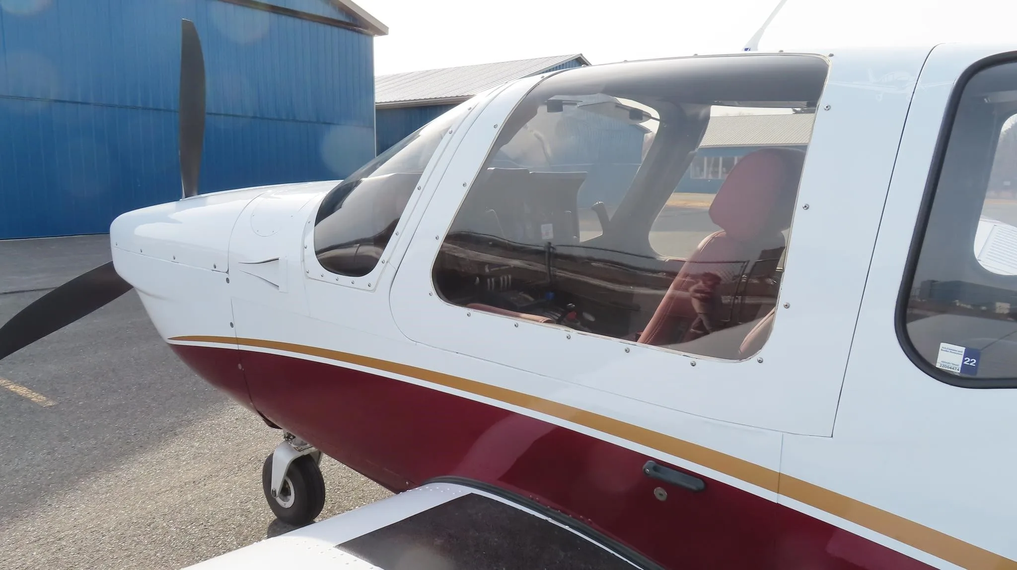 Exterior view of a 1989 SOCATA TB-20 TRINIDAD, C-GTBT.