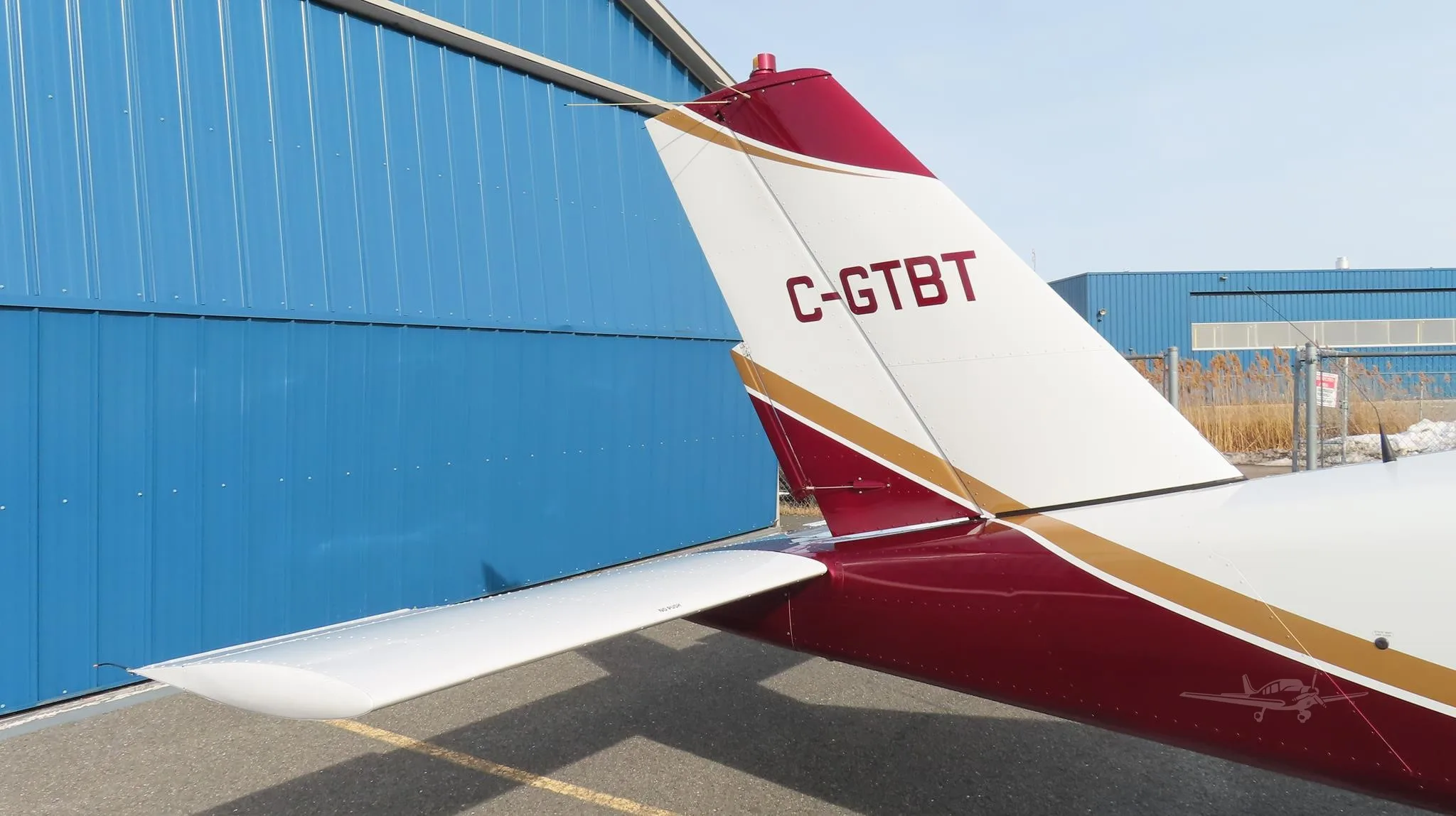 Exterior view of a 1989 SOCATA TB-20 TRINIDAD, C-GTBT.