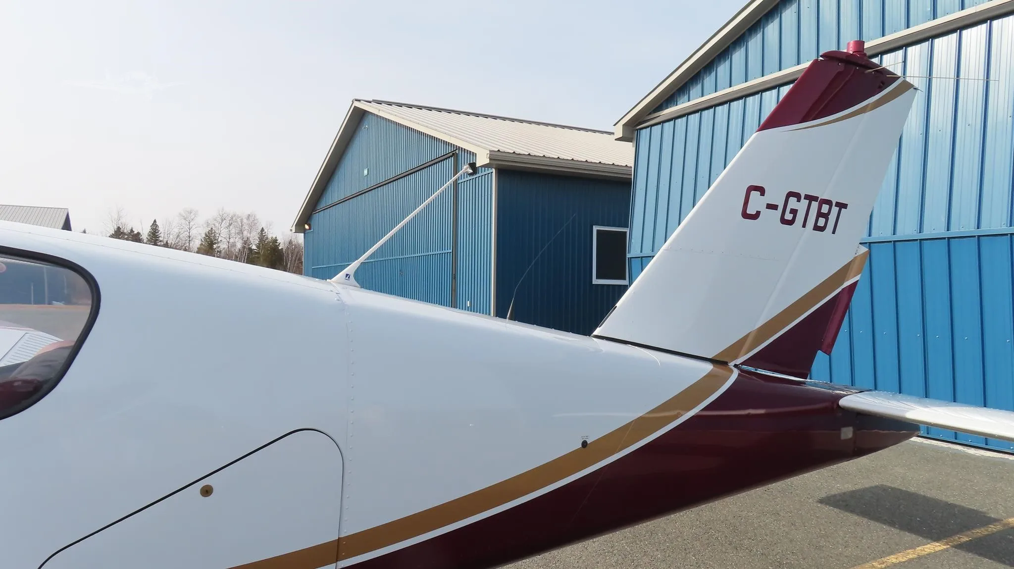 Exterior view of a 1989 SOCATA TB-20 TRINIDAD, C-GTBT.