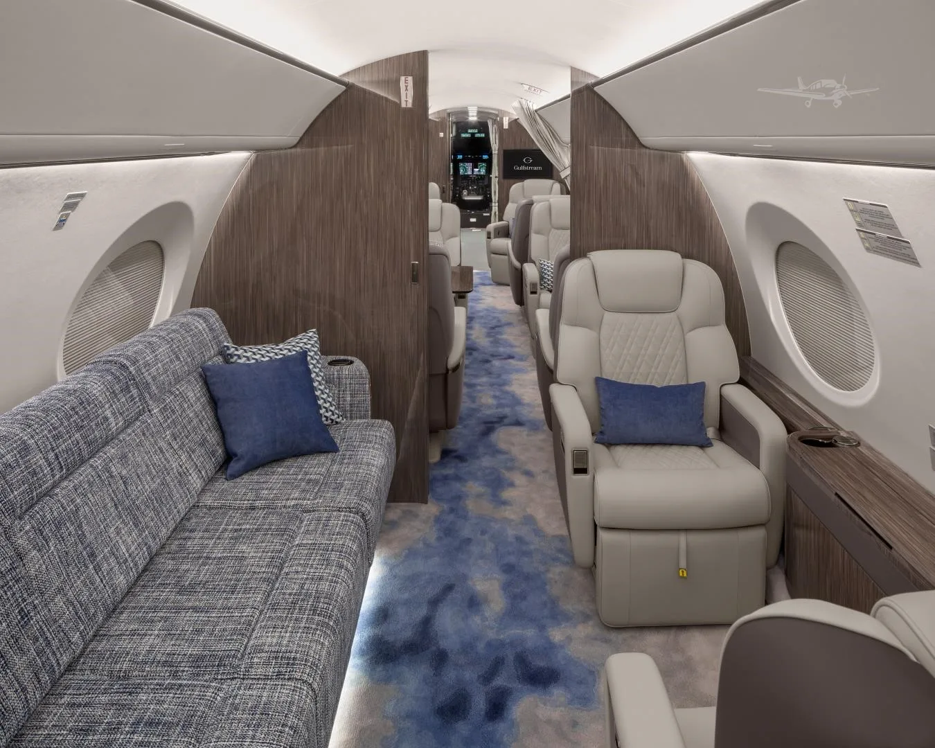 Cabin interior of a 2020 GULFSTREAM G600.