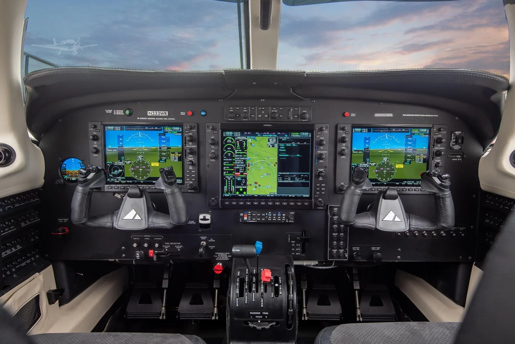 Avionics suite of a 2022 PIPER M350.
