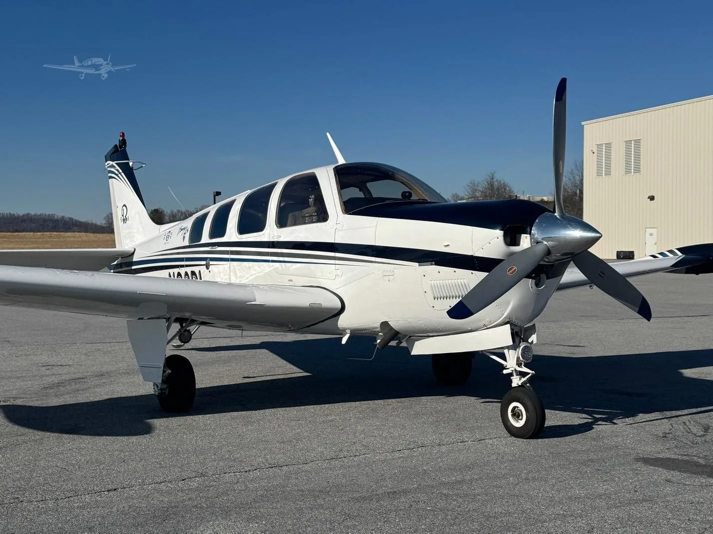 Exterior view of a 1976 BEECHCRAFT A36 BONANZA, N29DL.