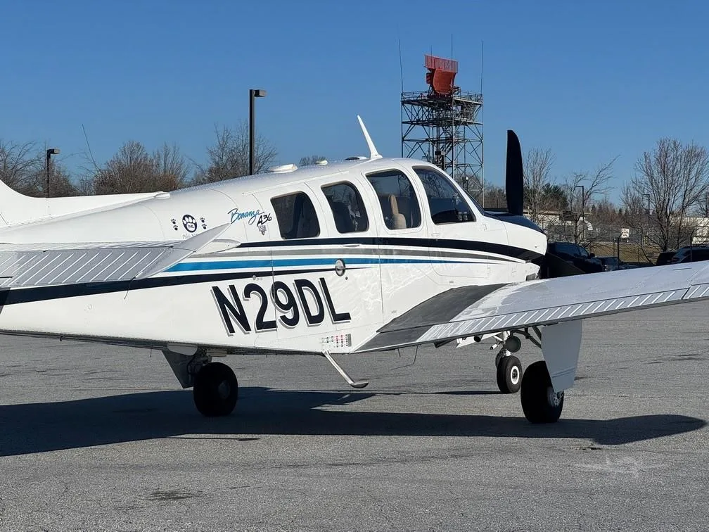 Exterior view of a 1976 BEECHCRAFT A36 BONANZA, N29DL.