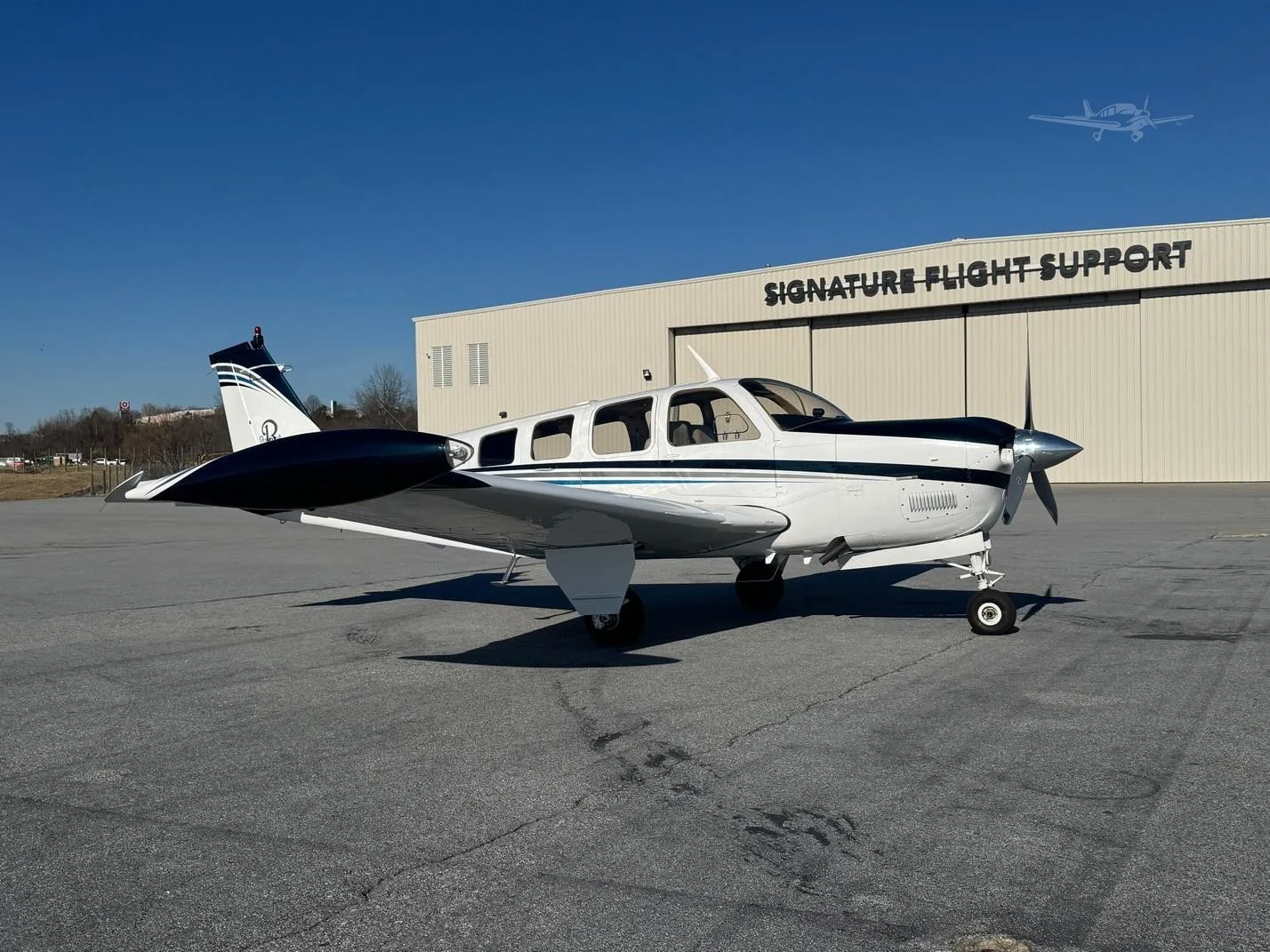 Exterior view of a 1976 BEECHCRAFT A36 BONANZA, N29DL.