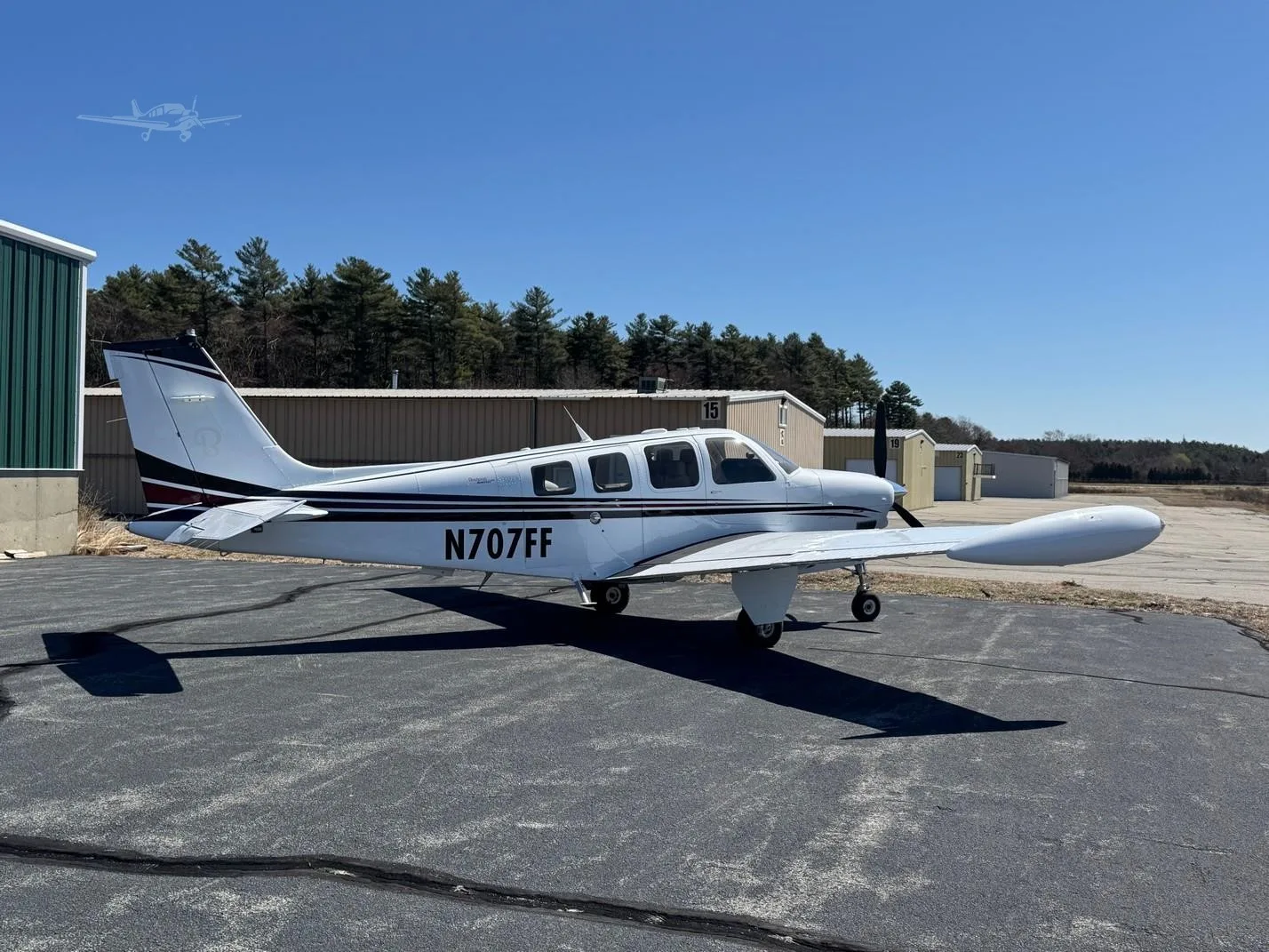 Exterior view of a 2008 BEECHCRAFT G36 BONANZA, N707FF.