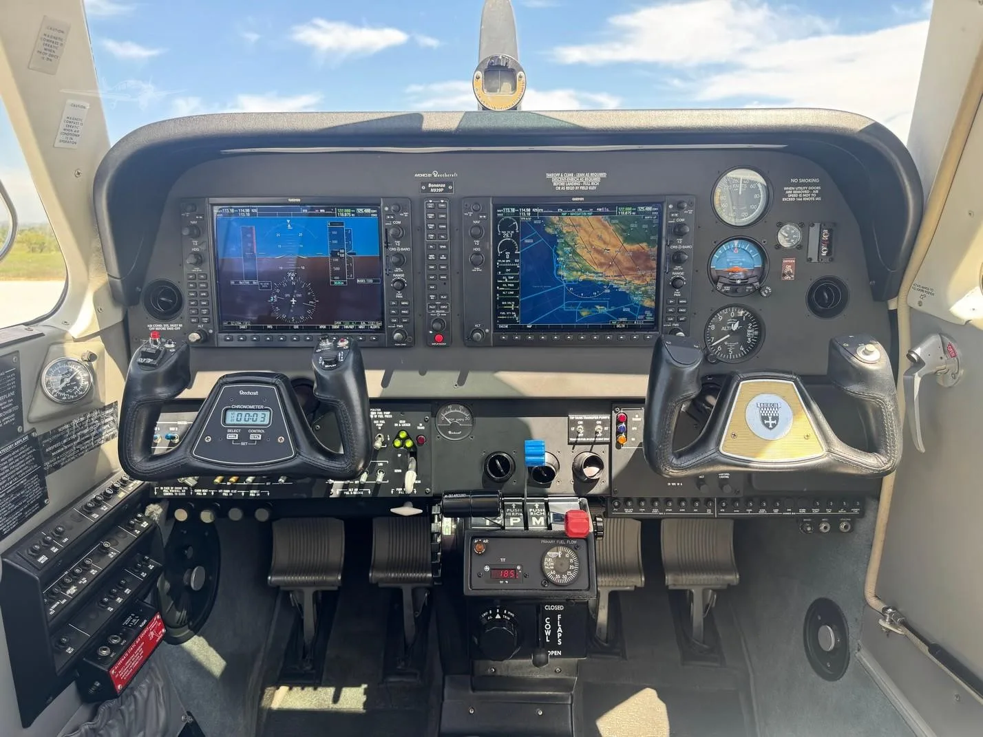 Cockpit and instrument panel of a 2008 BEECHCRAFT G36 BONANZA.