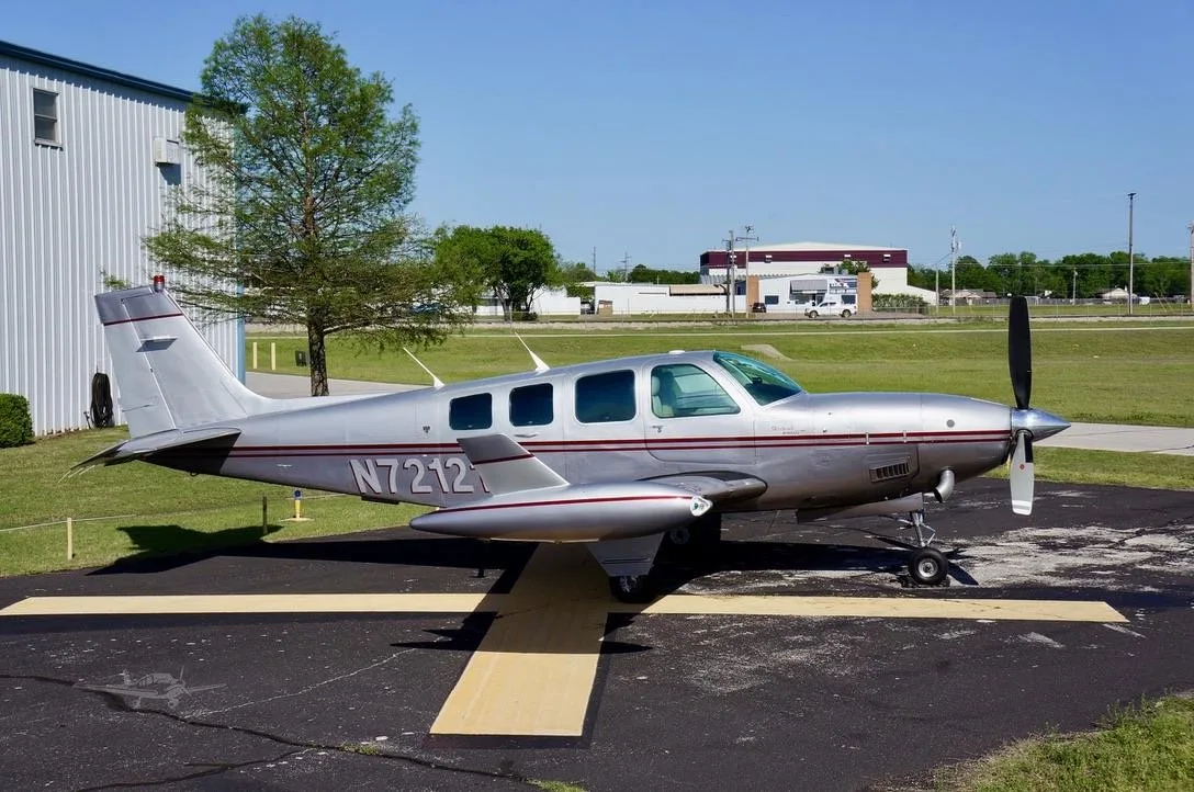 Exterior view of a 1984 BEECHCRAFT A36 BONANZA TURBOPROP, N72121.