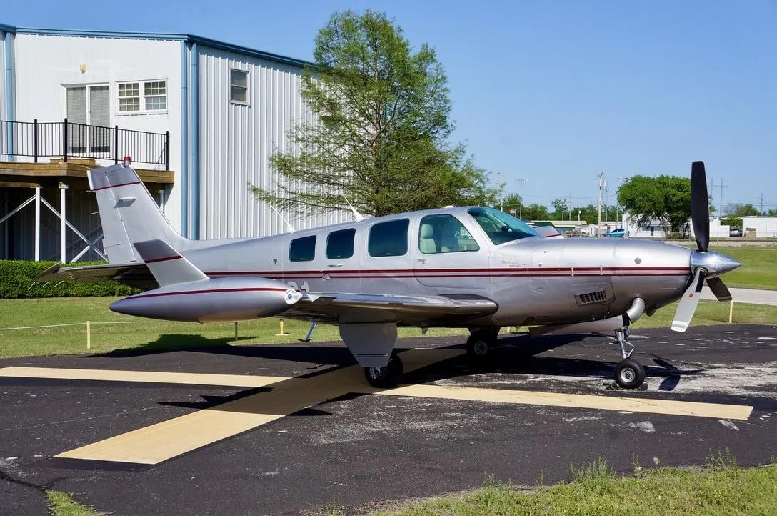 Exterior view of a 1984 BEECHCRAFT A36 BONANZA TURBOPROP, N72121.