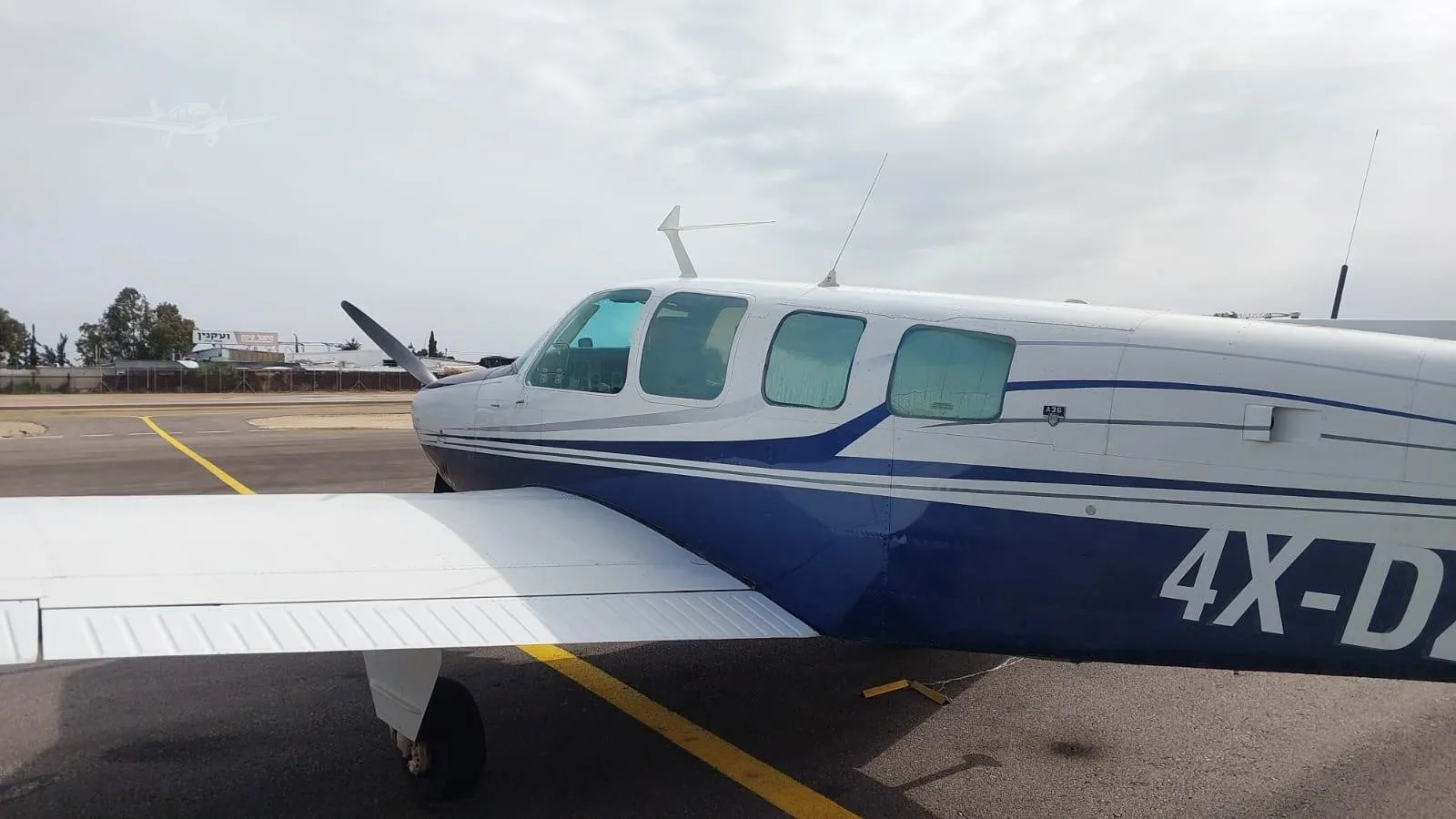 Exterior view of a 1979 BEECHCRAFT A36 BONANZA, 4X-DZD.