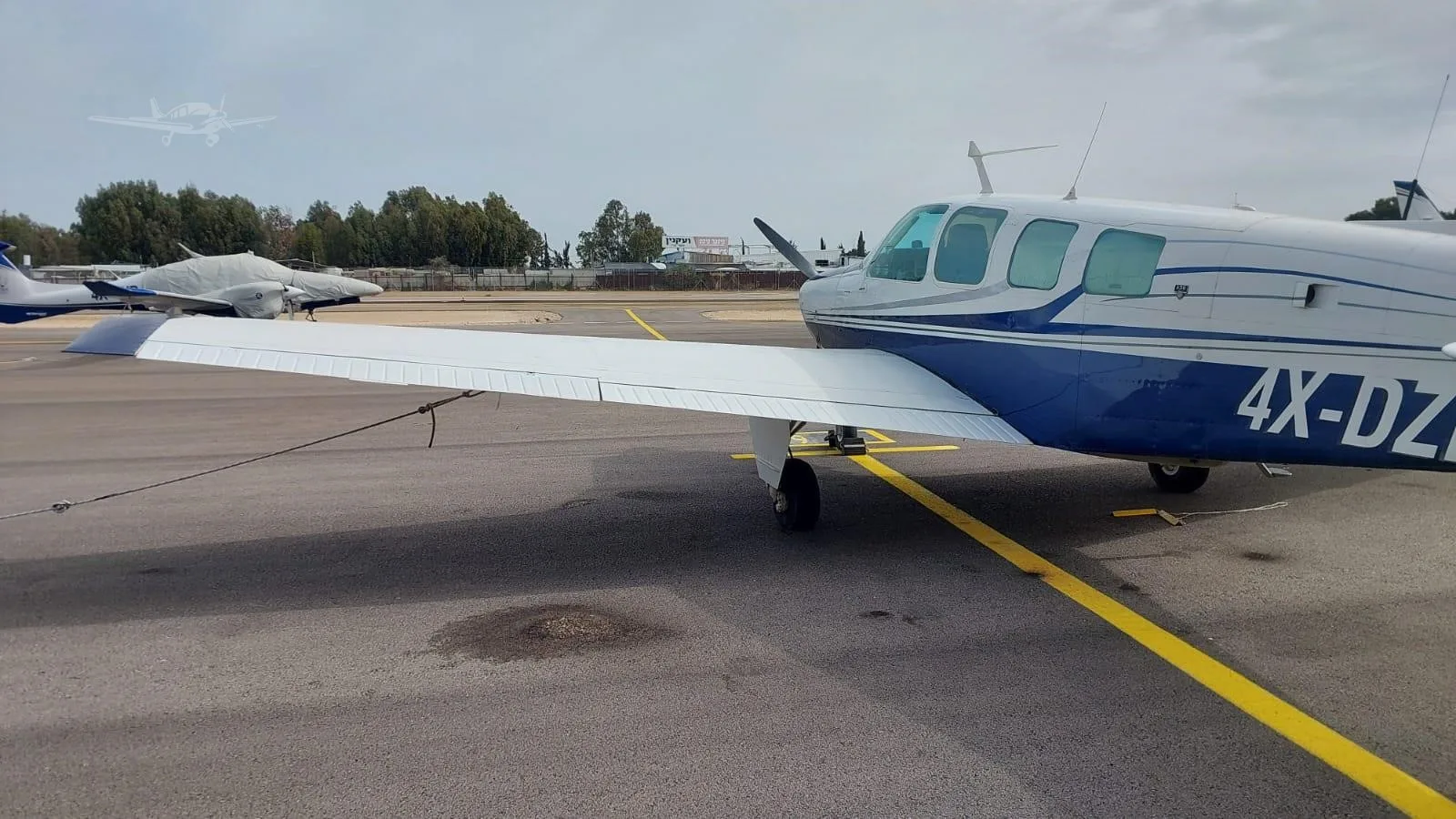 Exterior view of a 1979 BEECHCRAFT A36 BONANZA, 4X-DZD.