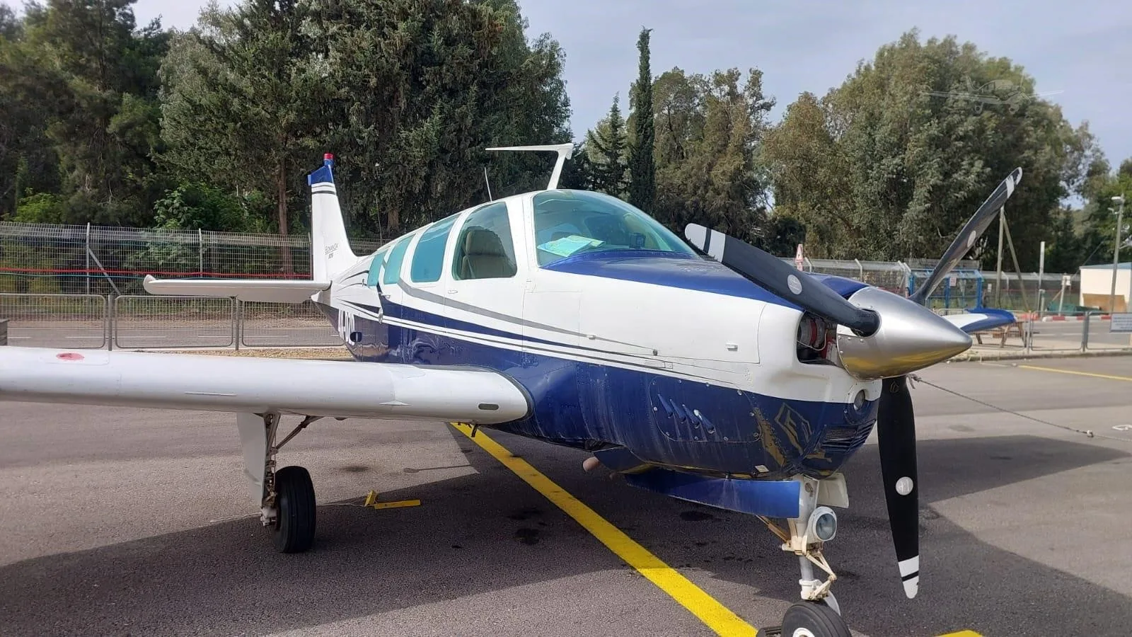 Exterior view of a 1979 BEECHCRAFT A36 BONANZA, 4X-DZD.