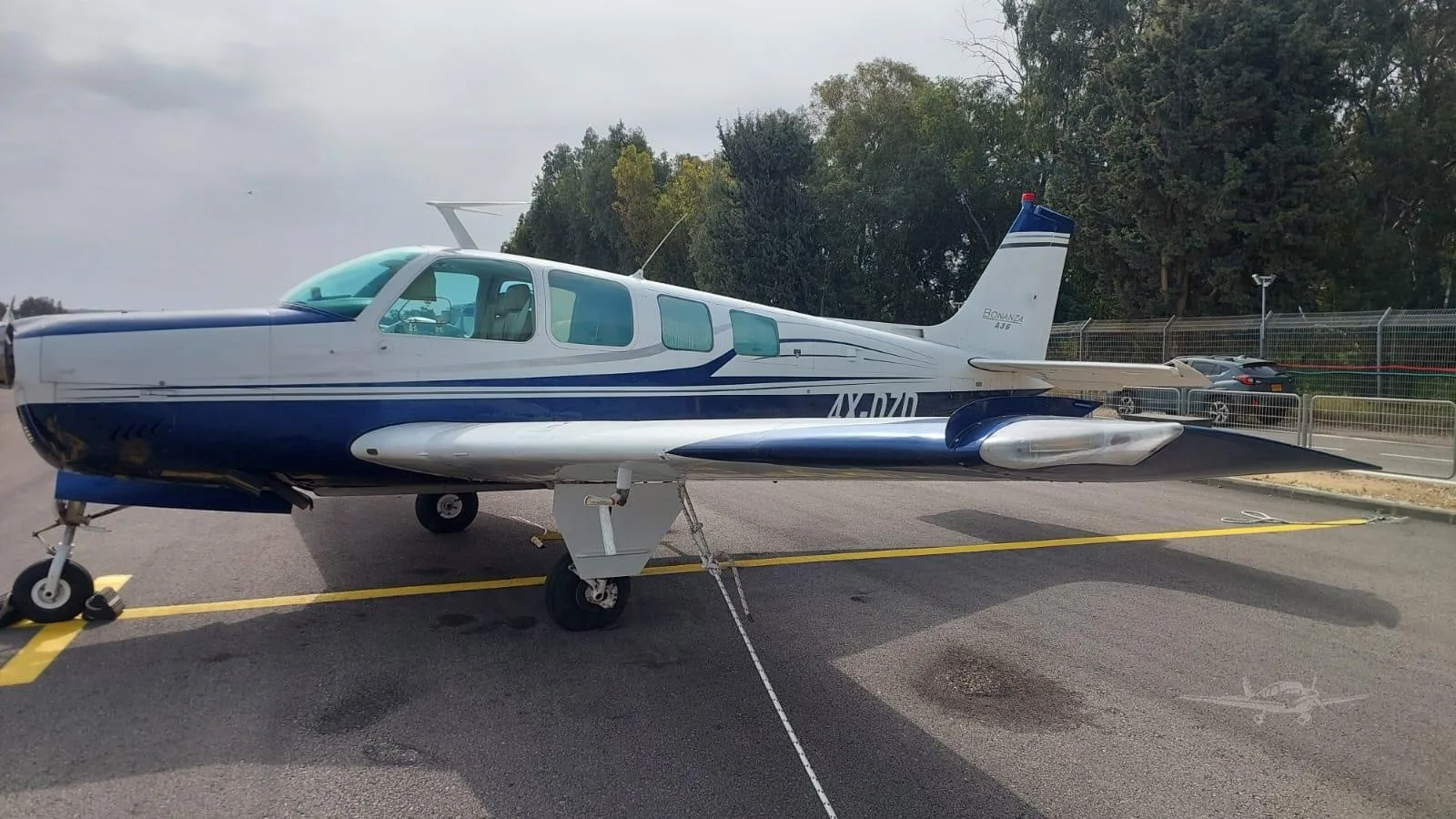 Exterior view of a 1979 BEECHCRAFT A36 BONANZA, 4X-DZD.