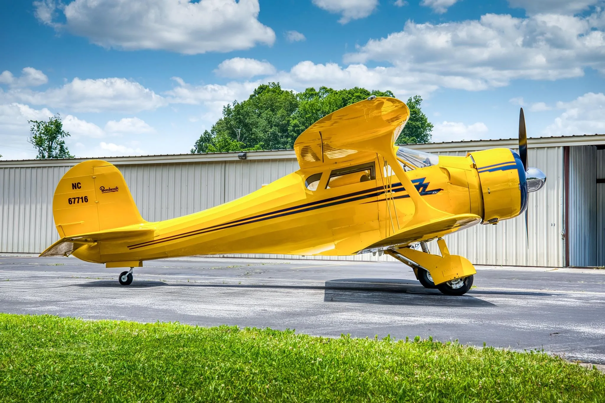 Exterior view of a 1944 BEECHCRAFT D17S, N67716.