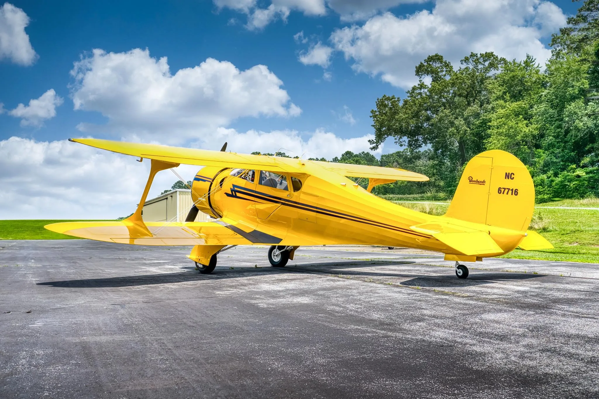 Exterior view of a 1944 BEECHCRAFT D17S, N67716.