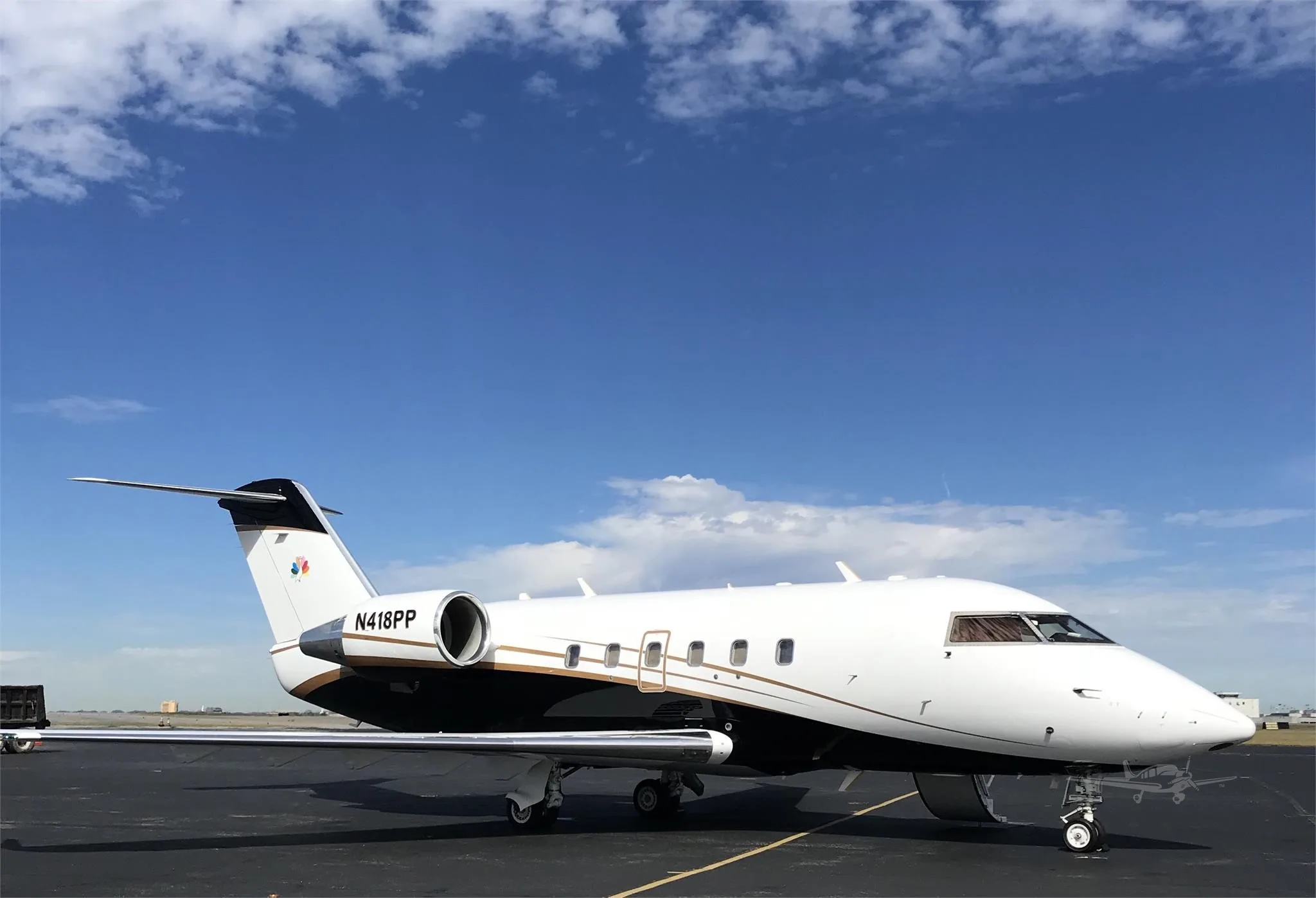 Exterior view of a 1986 BOMBARDIER CHALLENGER 601-1A, N418PP.