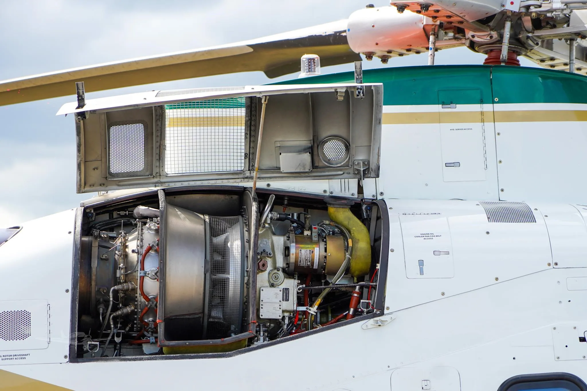 Engine detail of a 2004 AGUSTA AW109E POWER.