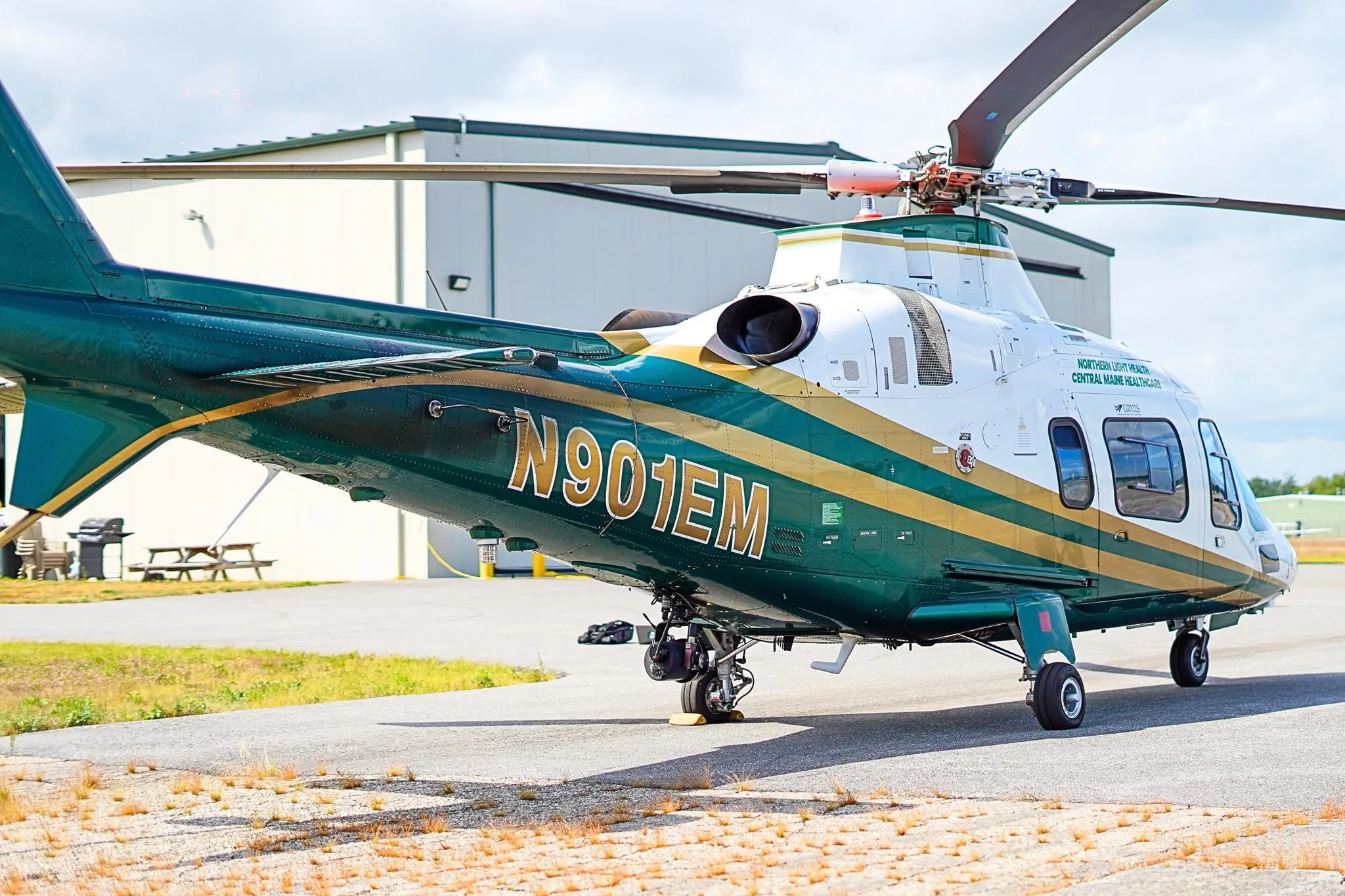 Exterior view of a 2004 AGUSTA AW109E POWER, N901EM.