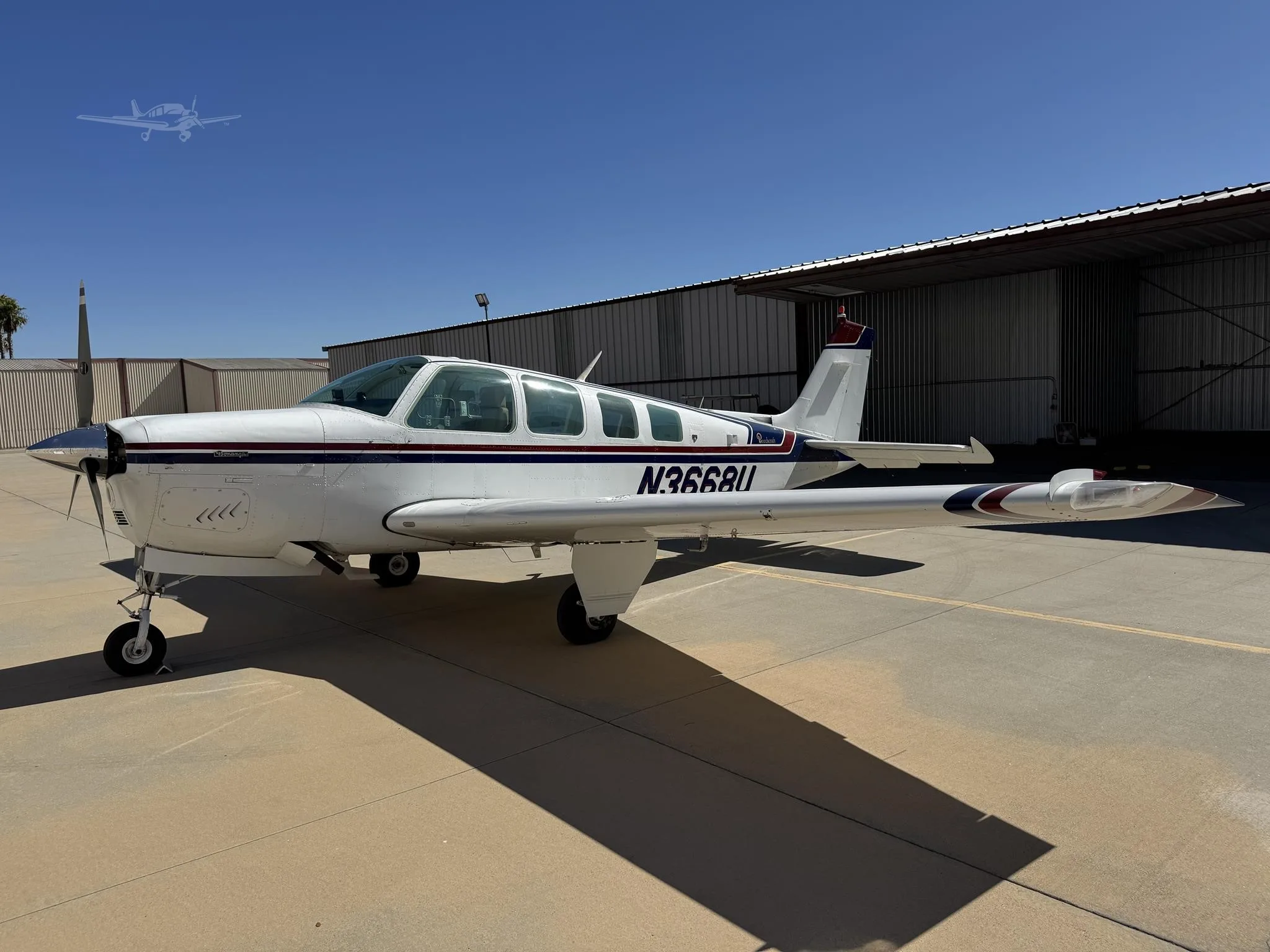Exterior view of a 1980 BEECHCRAFT A36 BONANZA, N3668U.