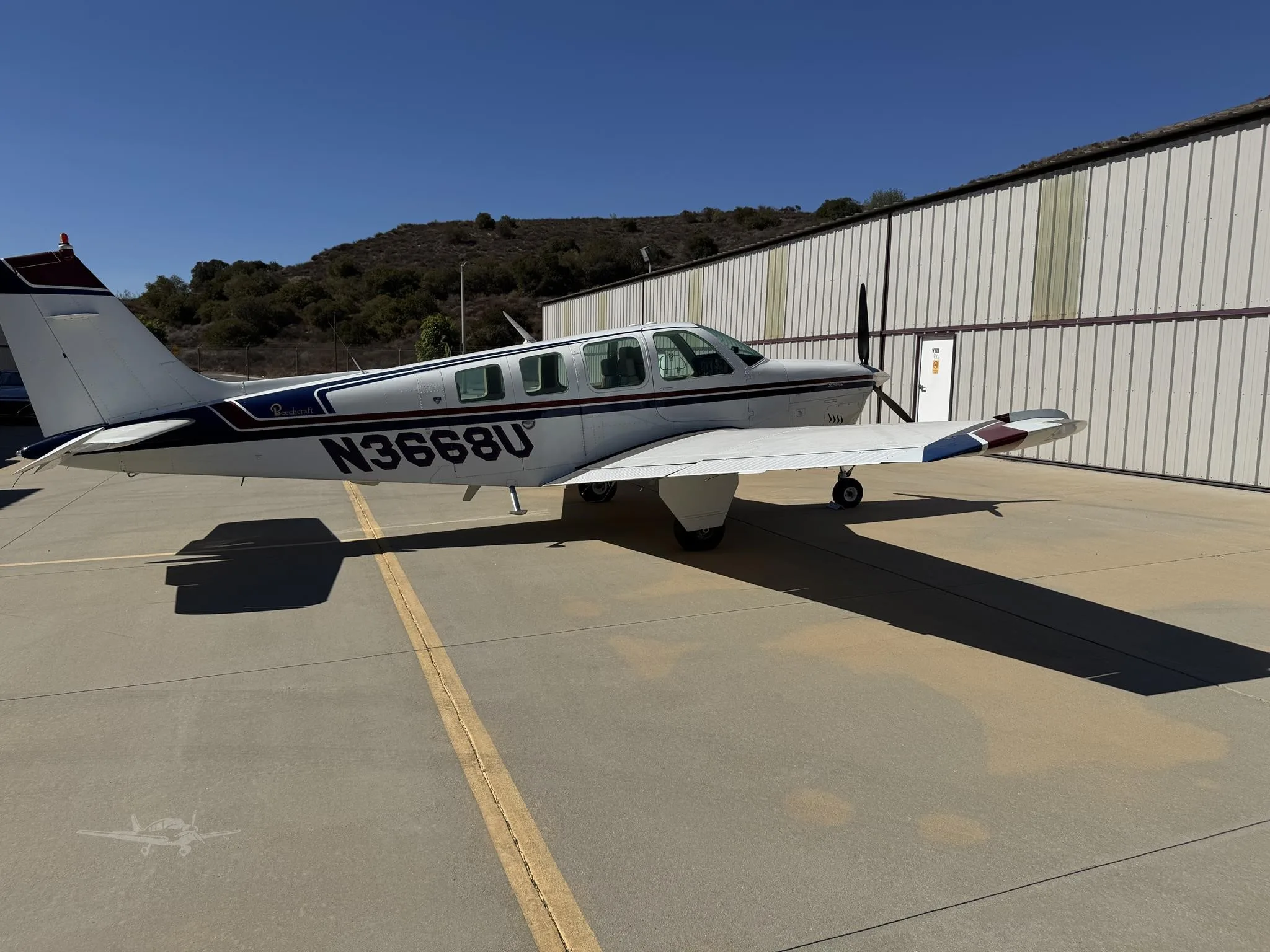 Exterior view of a 1980 BEECHCRAFT A36 BONANZA, N3668U.