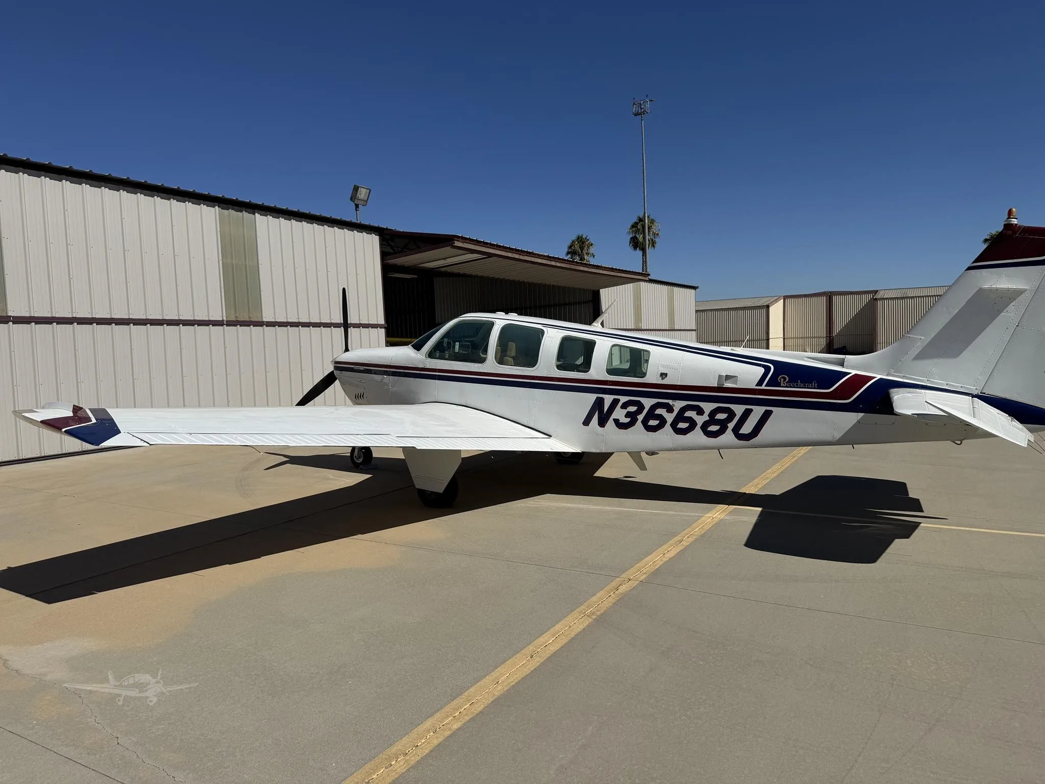 Exterior view of a 1980 BEECHCRAFT A36 BONANZA, N3668U.