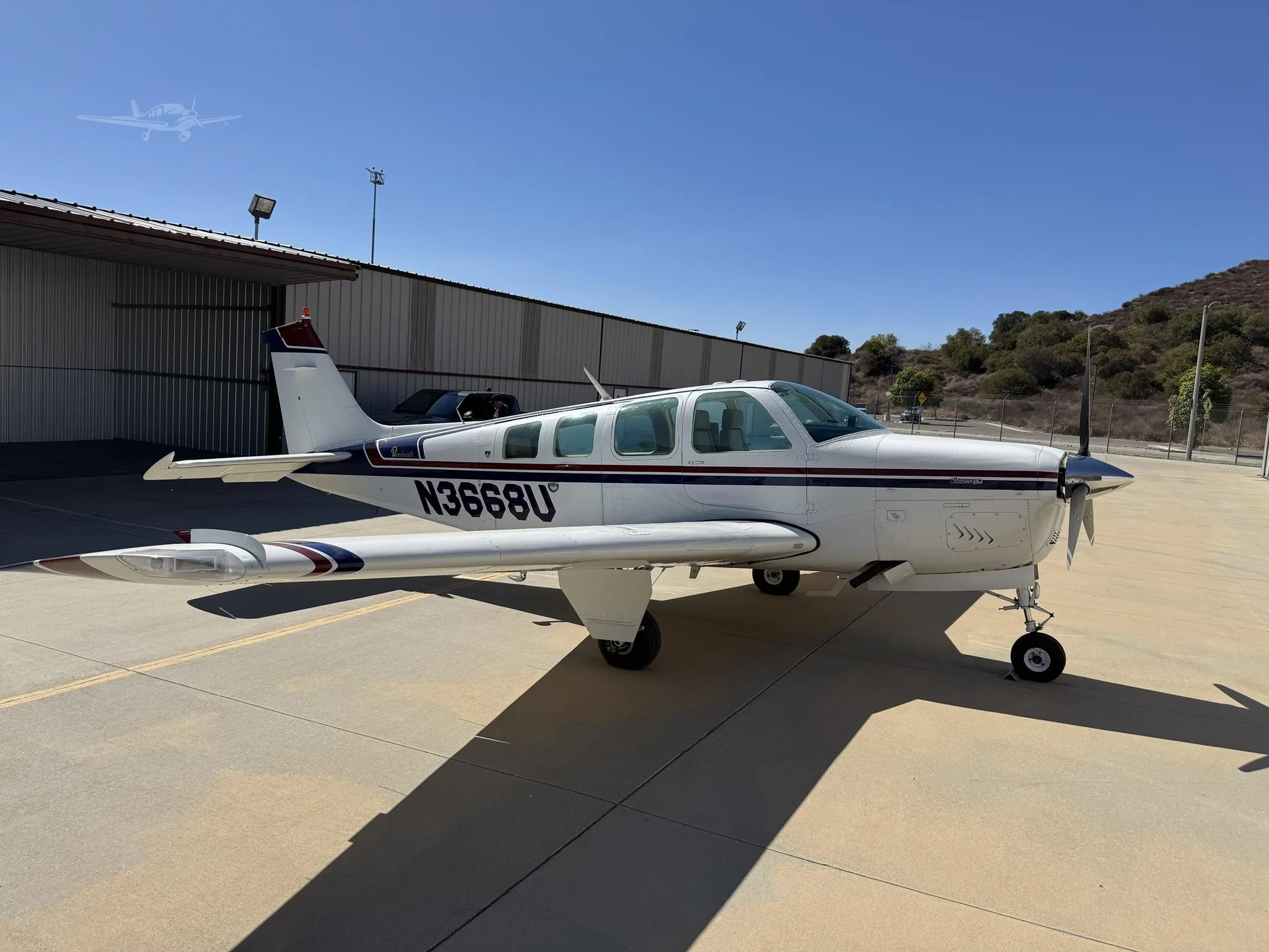Exterior view of a 1980 BEECHCRAFT A36 BONANZA, N3668U.