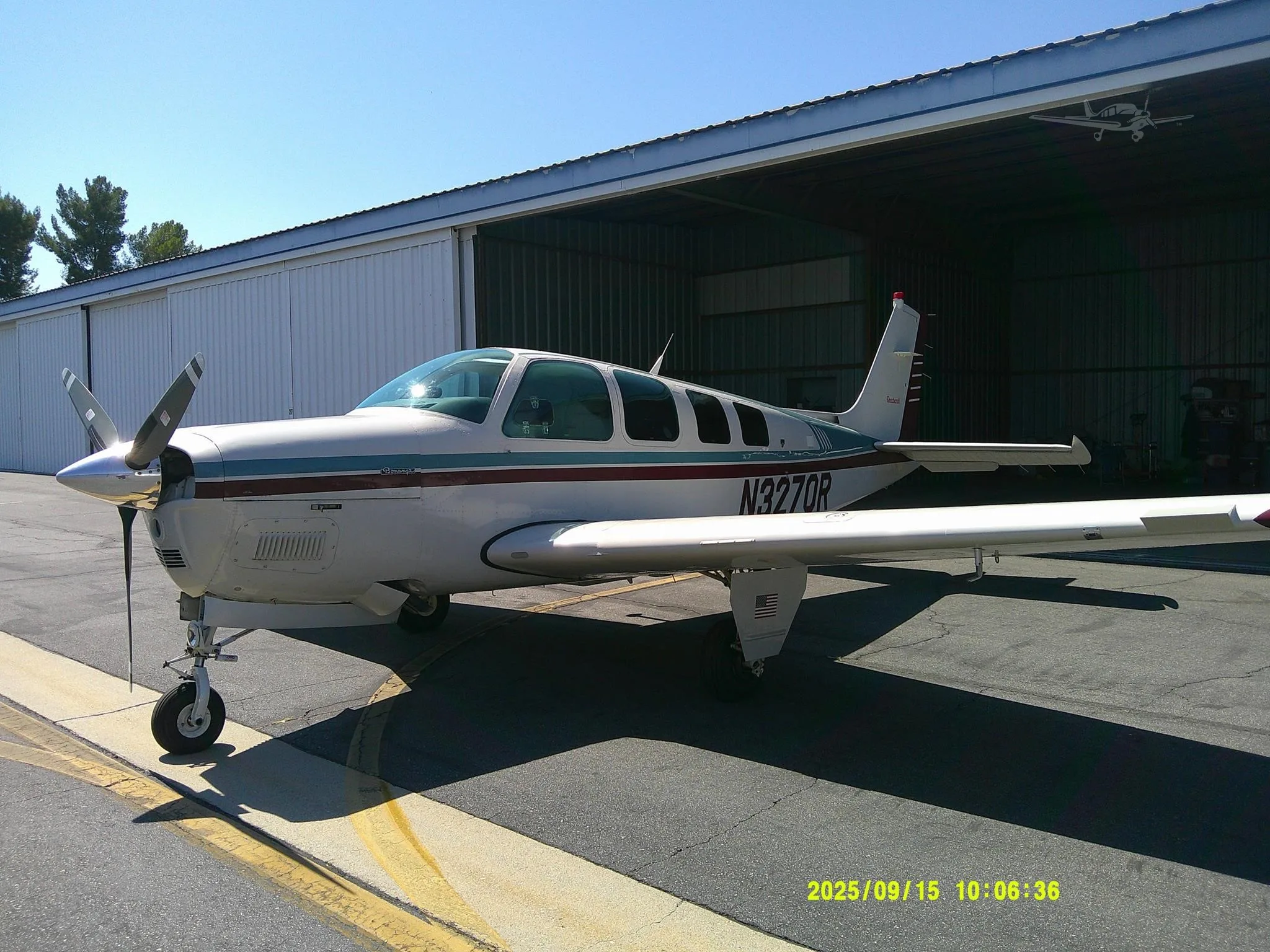 Exterior view of a 1995 BEECHCRAFT A36 BONANZA, N3270R.