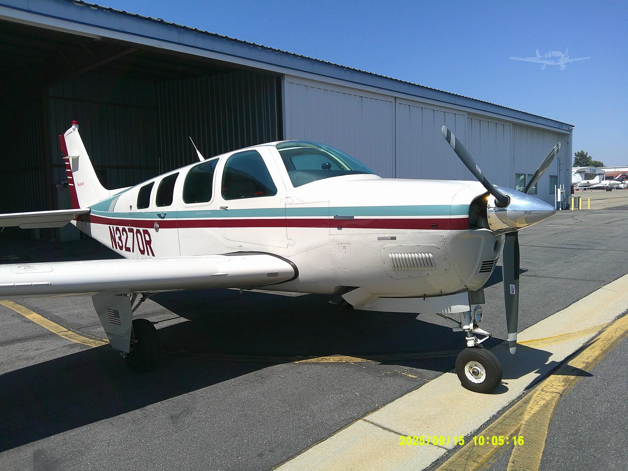 Exterior view of a 1995 BEECHCRAFT A36 BONANZA, N3270R.