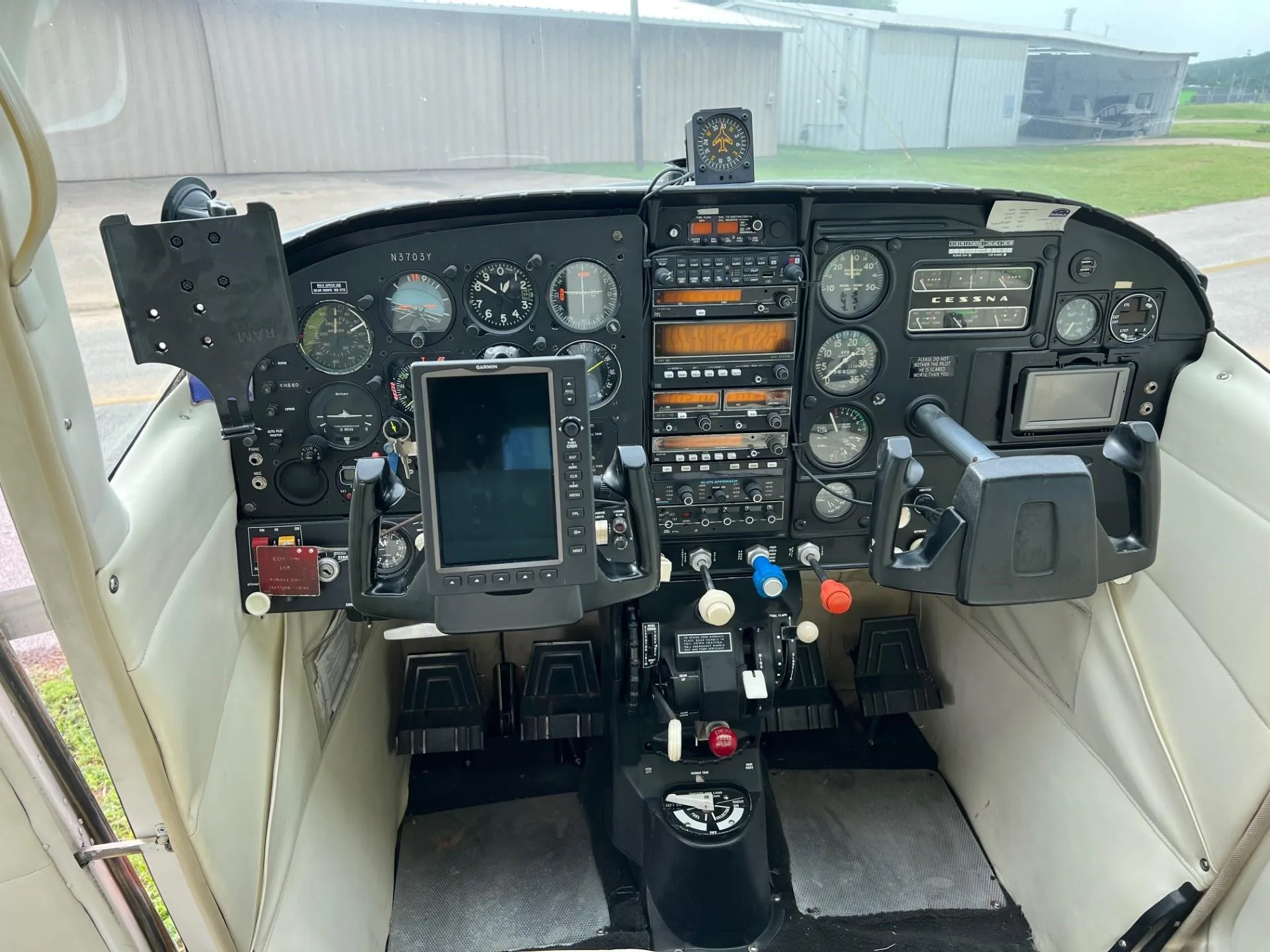 Cockpit and instrument panel of a 1963 CESSNA 210.