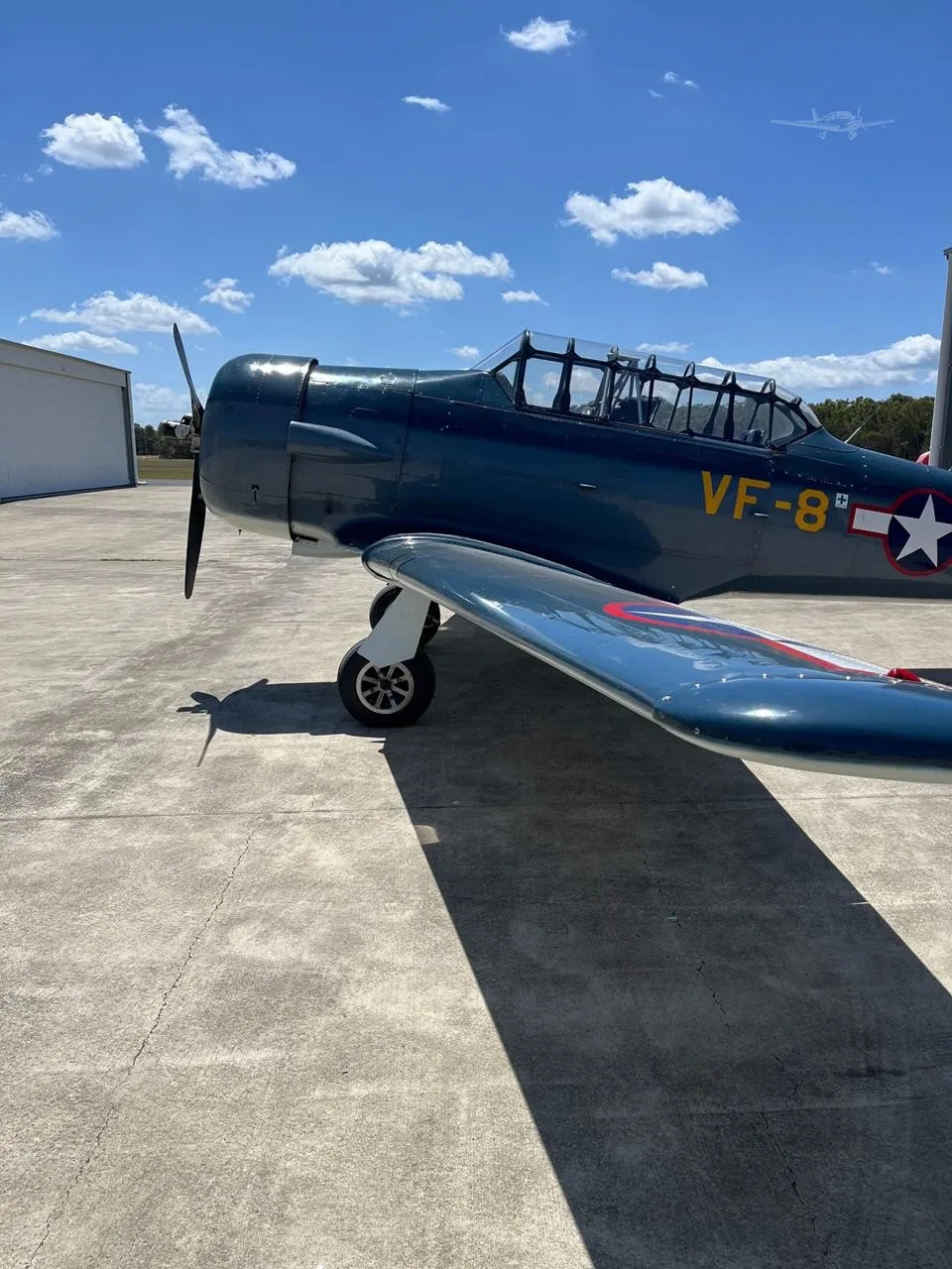 Exterior view of a 1942 NORTH AMERICAN SNJ 4, VH-NAG.