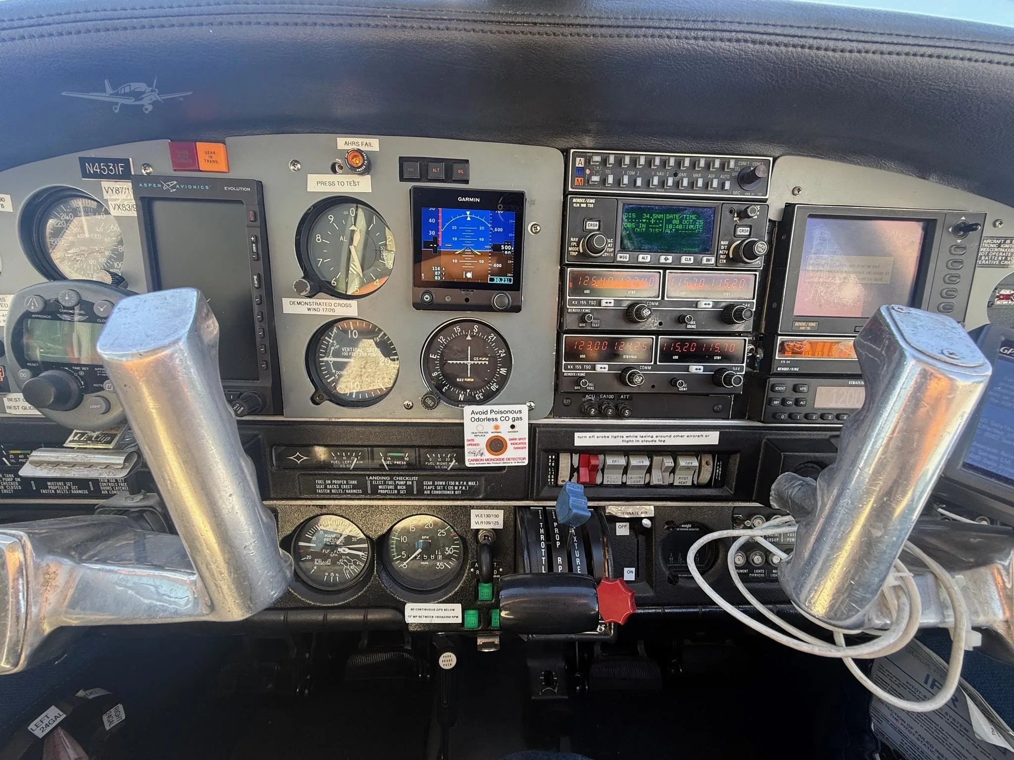 Avionics suite of a 1976 PIPER ARROW II.