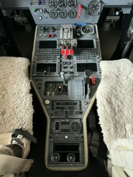 Cockpit and instrument panel of a 1981 DASSAULT FALCON 50.