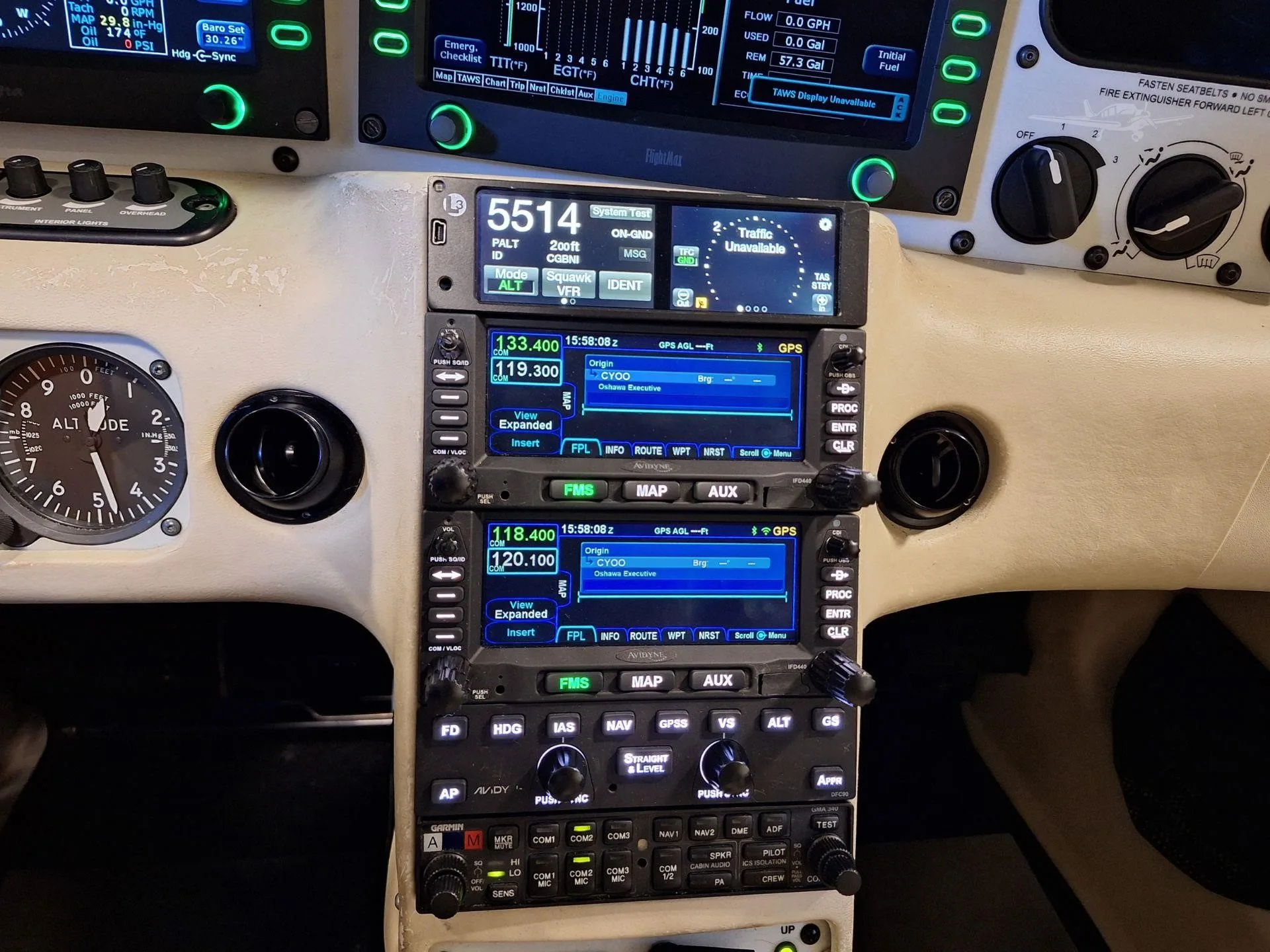 Avionics suite of a 2007 CIRRUS SR22-G3 TURBO.