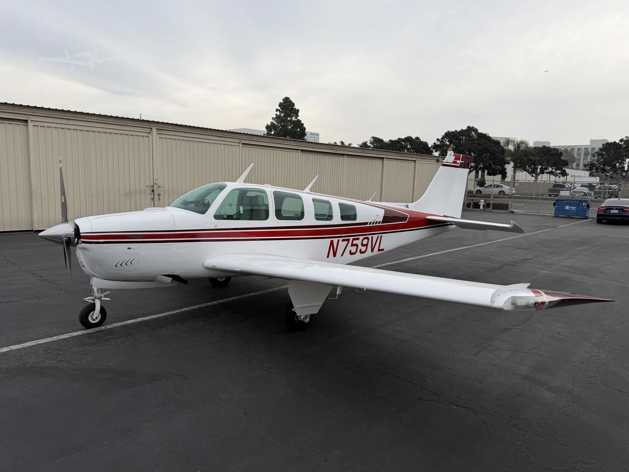 Exterior view of a 1977 BEECHCRAFT A36 BONANZA, N759VL.