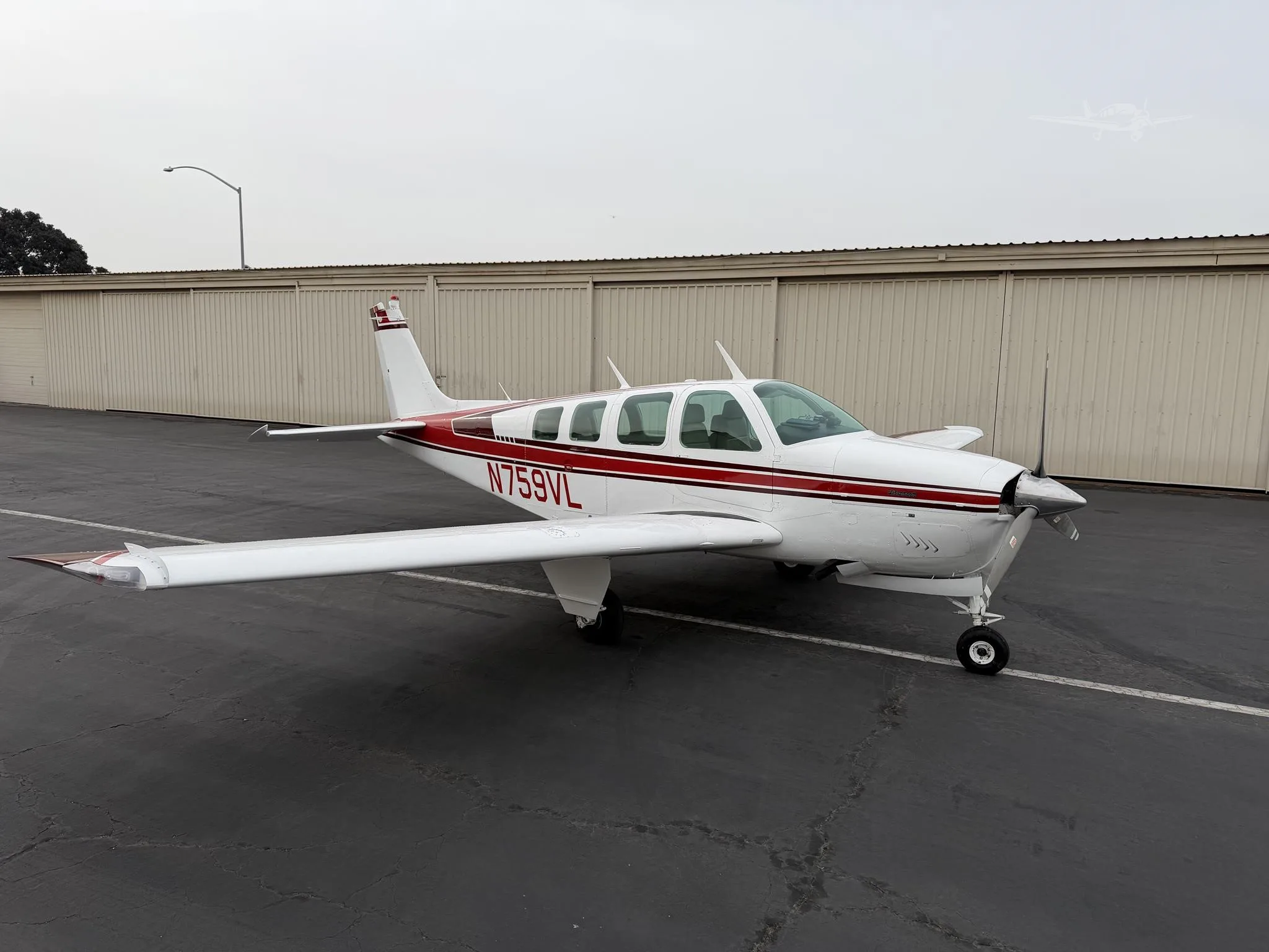 Exterior view of a 1977 BEECHCRAFT A36 BONANZA, N759VL.
