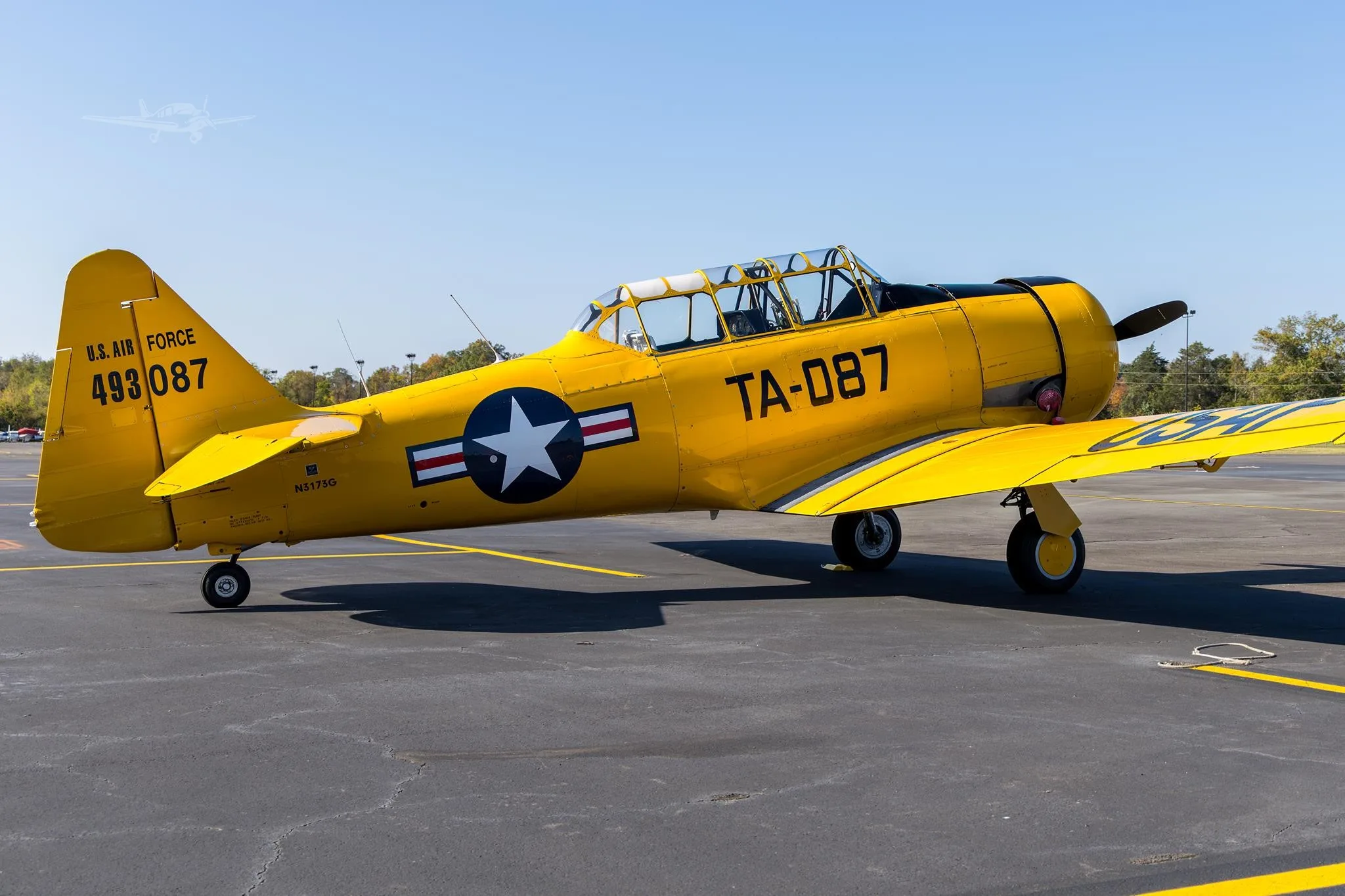 Exterior view of a 1958 NORTH AMERICAN AT-6G, N3173G.