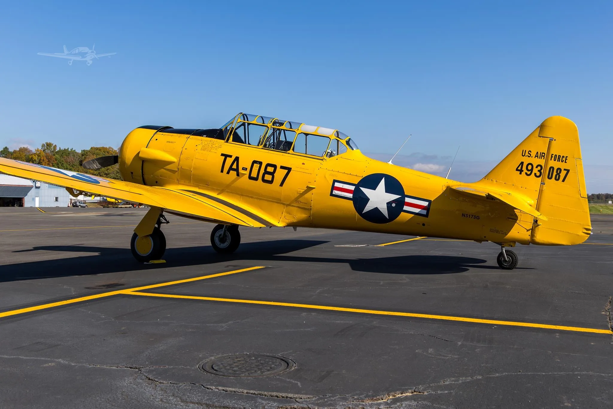 Exterior view of a 1958 NORTH AMERICAN AT-6G, N3173G.