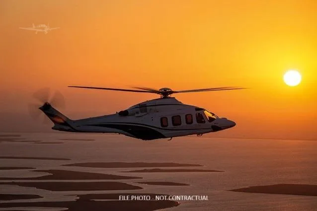 Marketing image of a 2026 LEONARDO AW139.