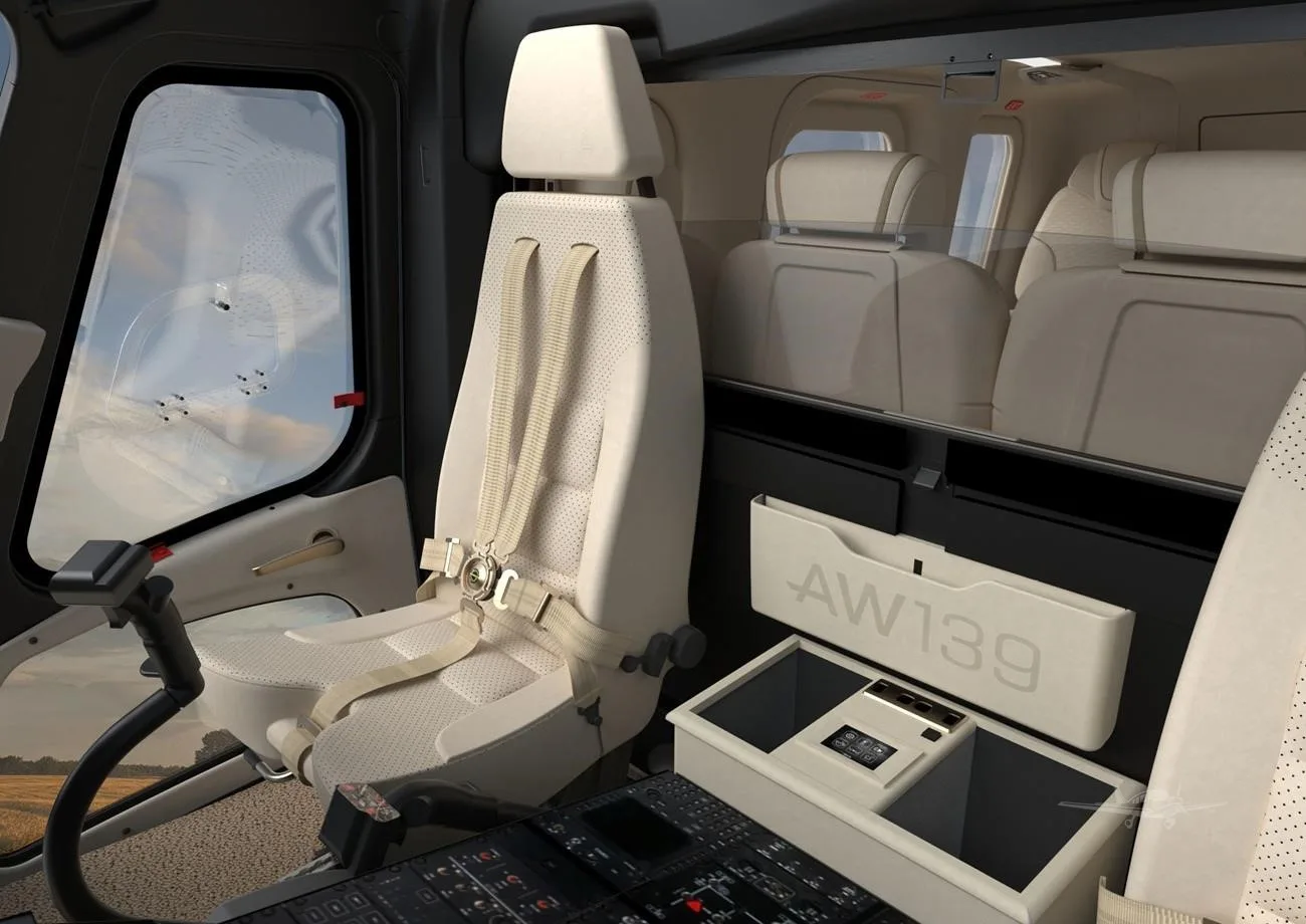 Cabin interior of a 2026 LEONARDO AW139.