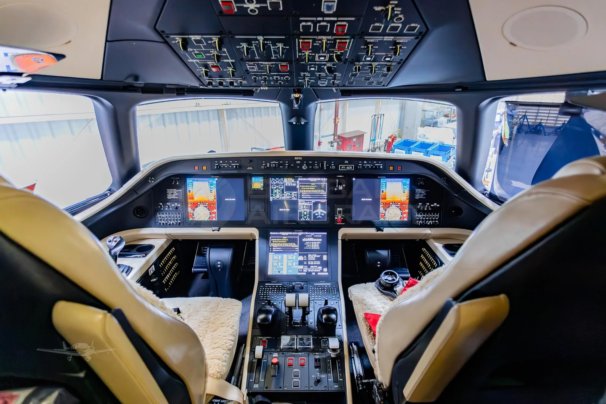 Cockpit and instrument panel of a 2018 EMBRAER LEGACY 450.