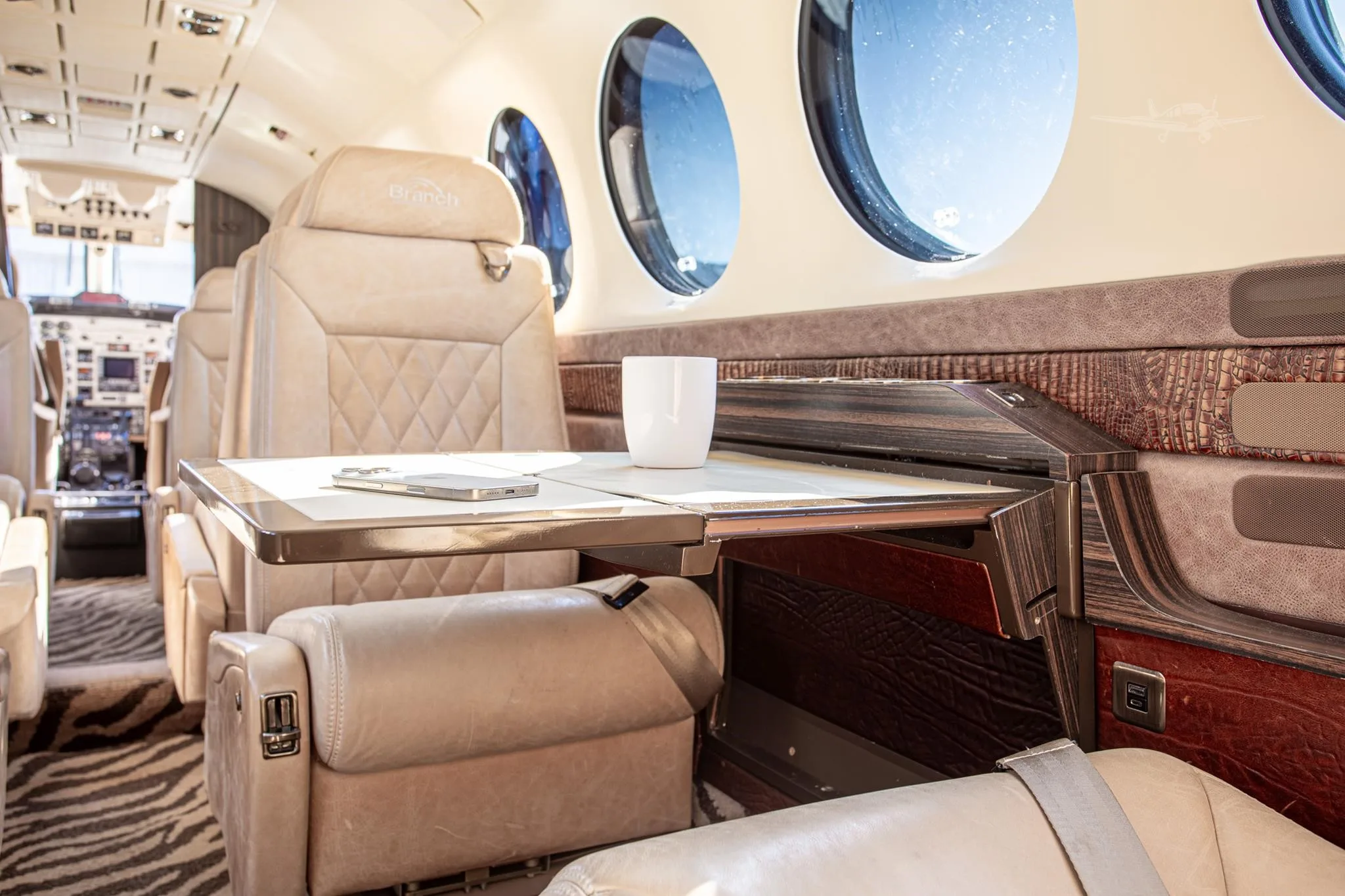 Cabin interior of a 1998 BEECHCRAFT KING AIR 350.