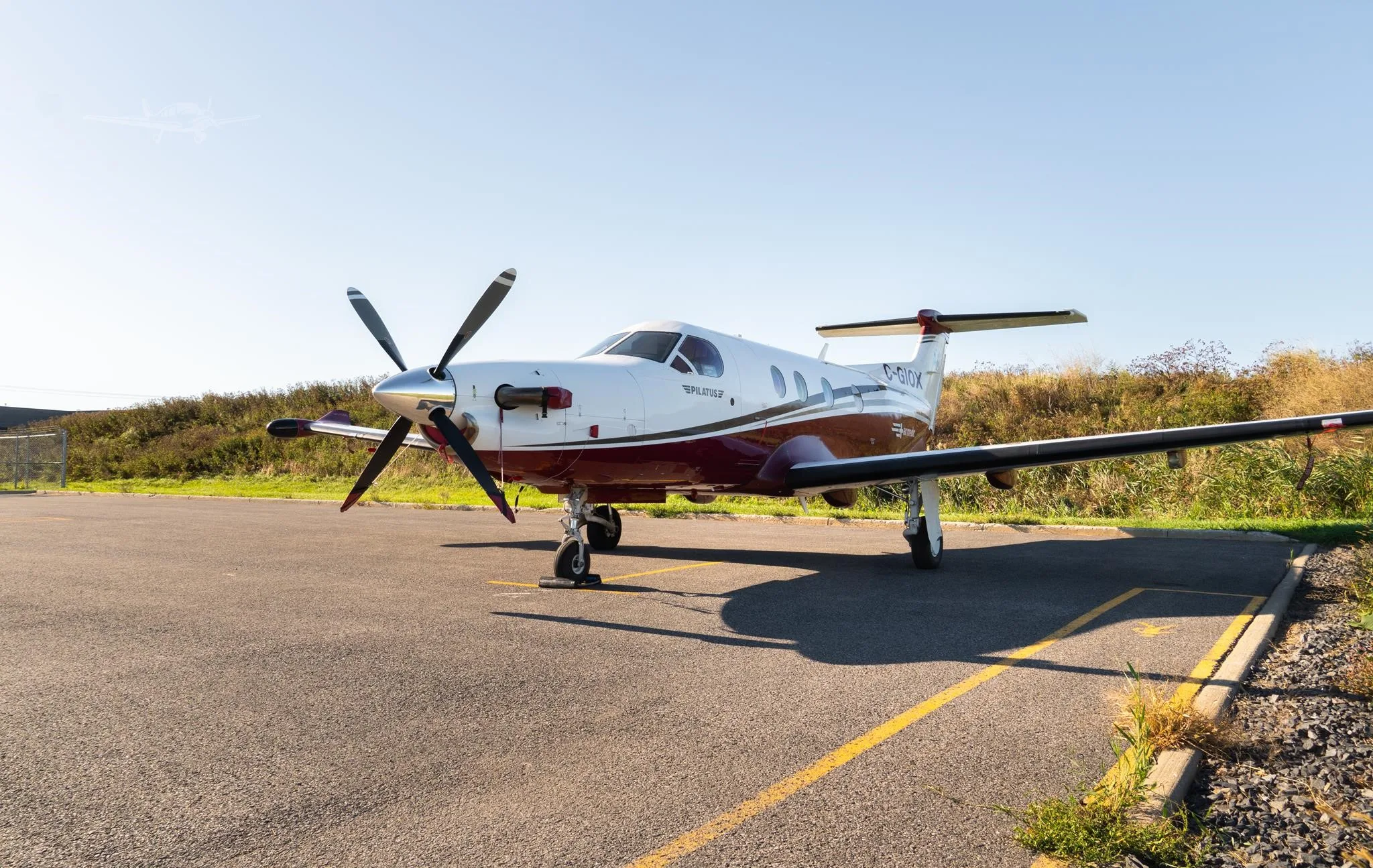 Exterior view of a 2010 PILATUS PC-12 NG, C-GIOX.