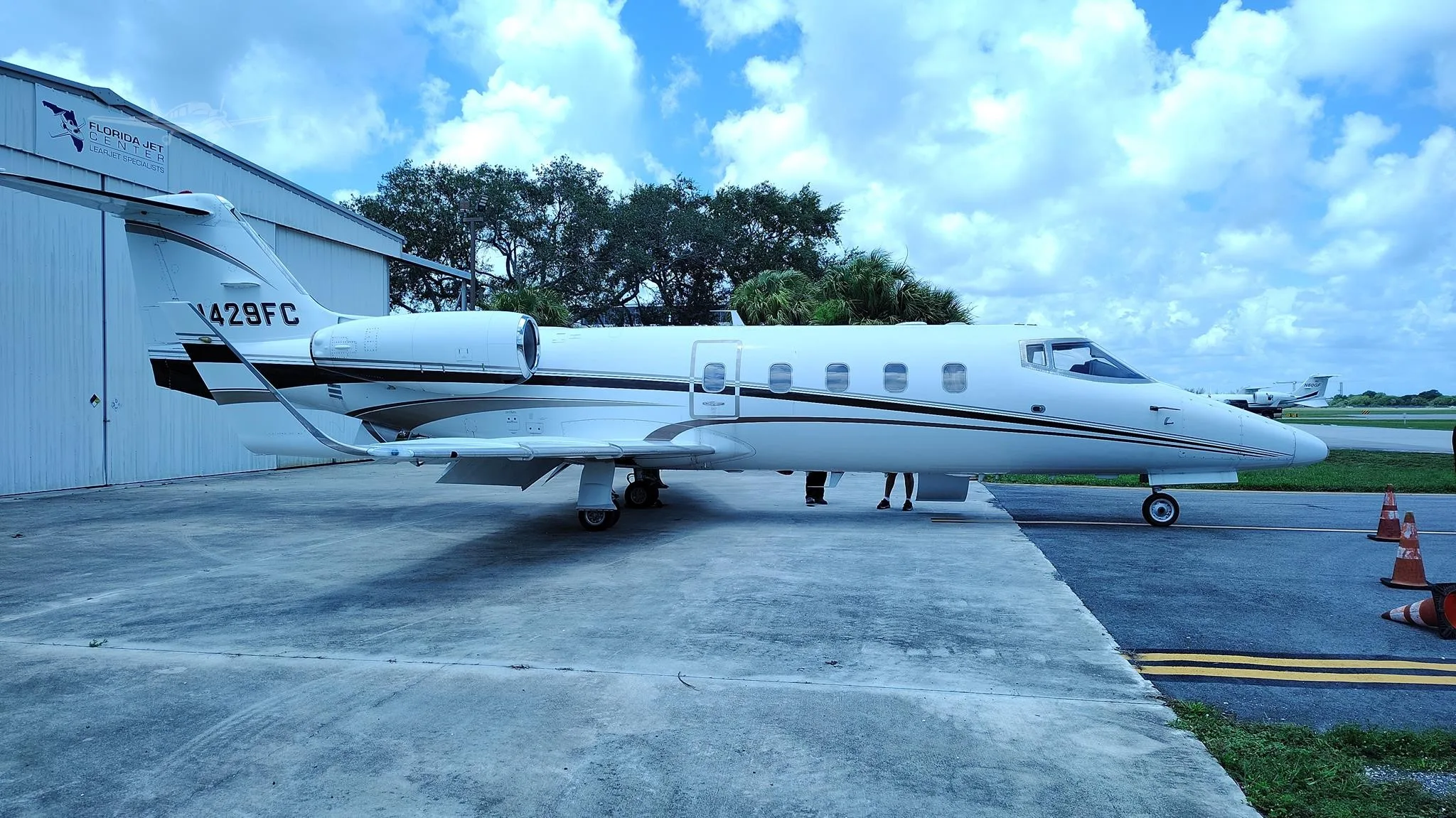 Exterior view of a 1984 LEARJET 55, N429FC.