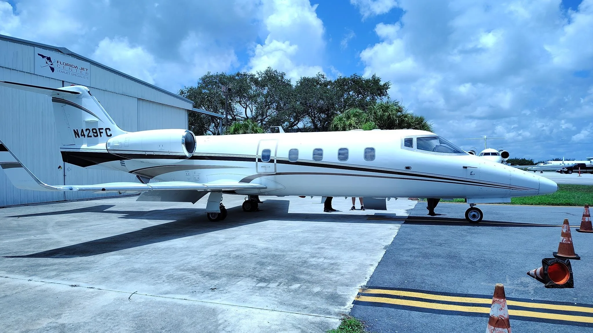 Exterior view of a 1984 LEARJET 55, N429FC.