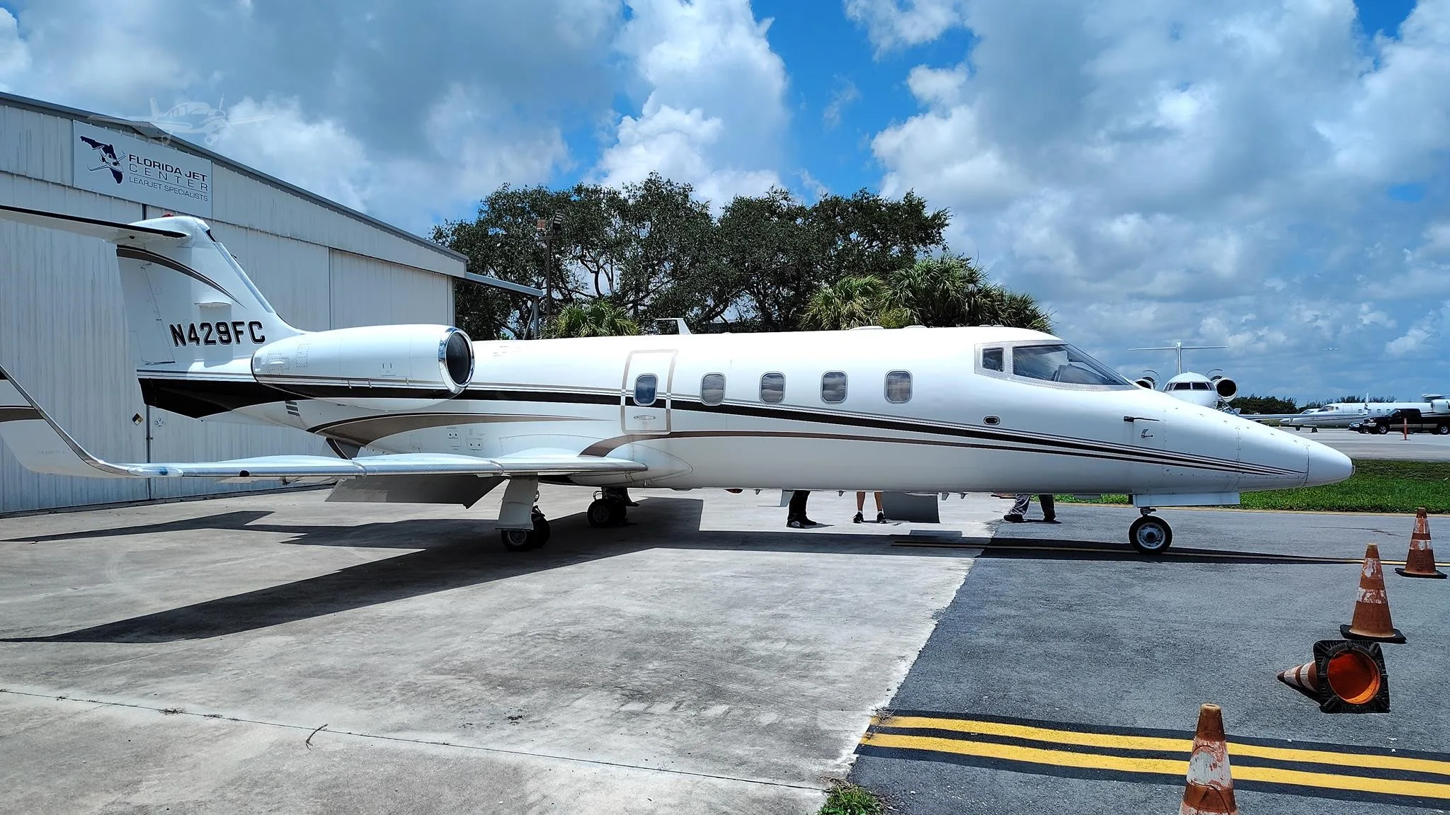 Exterior view of a 1984 LEARJET 55, N429FC.