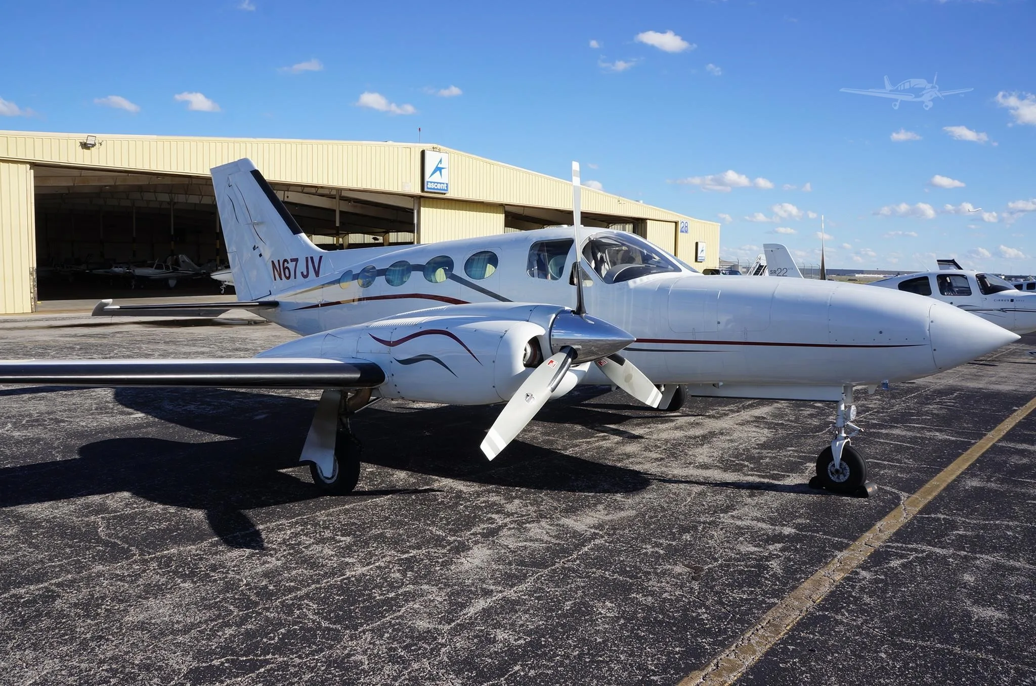 Exterior view of a 1978 CESSNA 421C, N67JV.