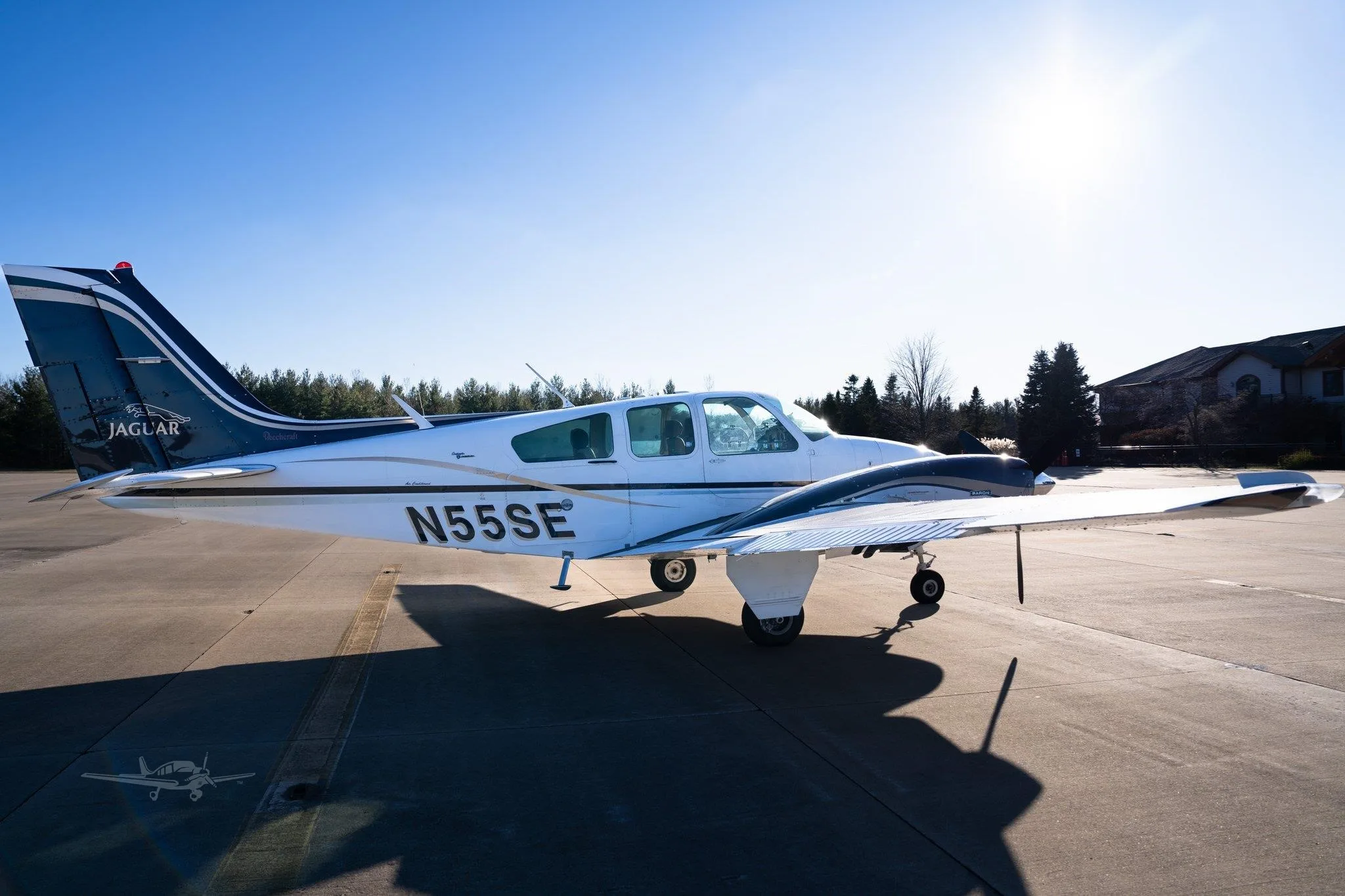 Exterior view of a 1968 BEECHCRAFT B55 BARON, N55SE.