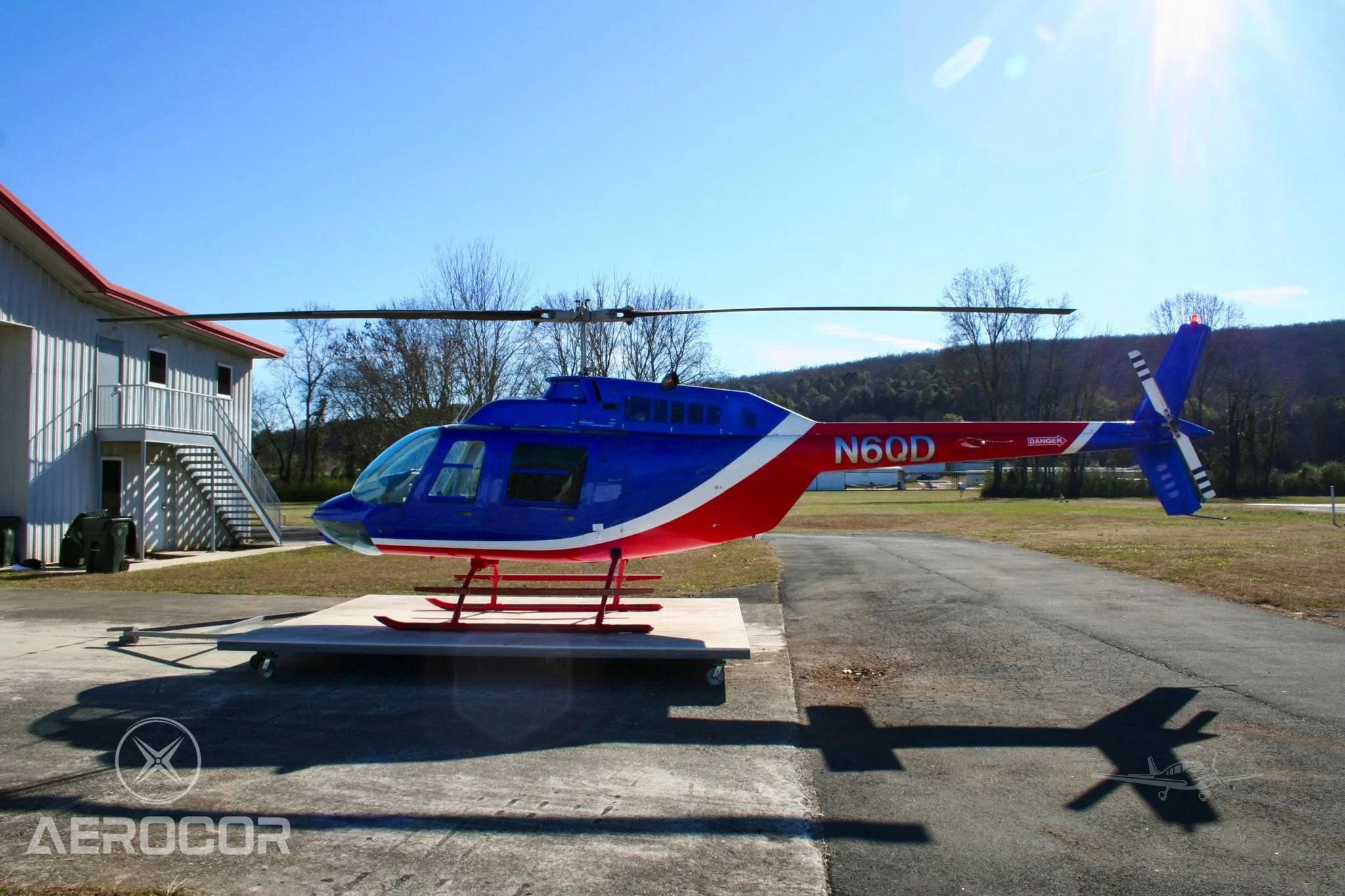 Exterior view of a 1992 BELL 206B III, N6QD.